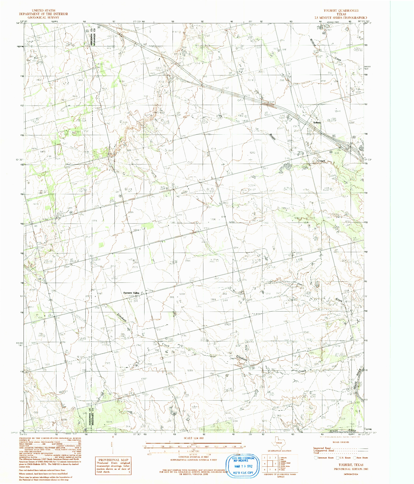 USGS 1:24000-SCALE QUADRANGLE FOR TOLBERT, TX 1983