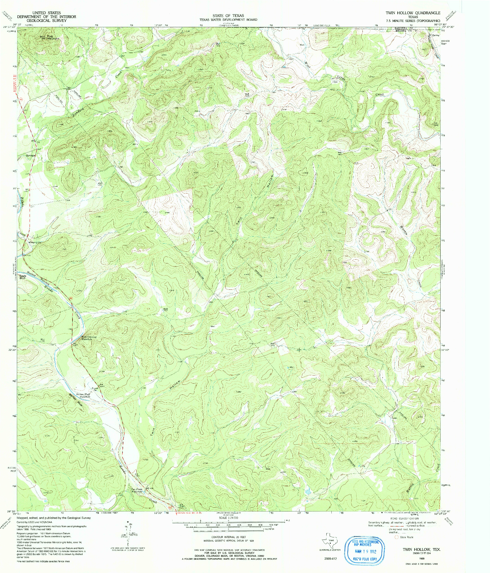 USGS 1:24000-SCALE QUADRANGLE FOR TWIN HOLLOW, TX 1969