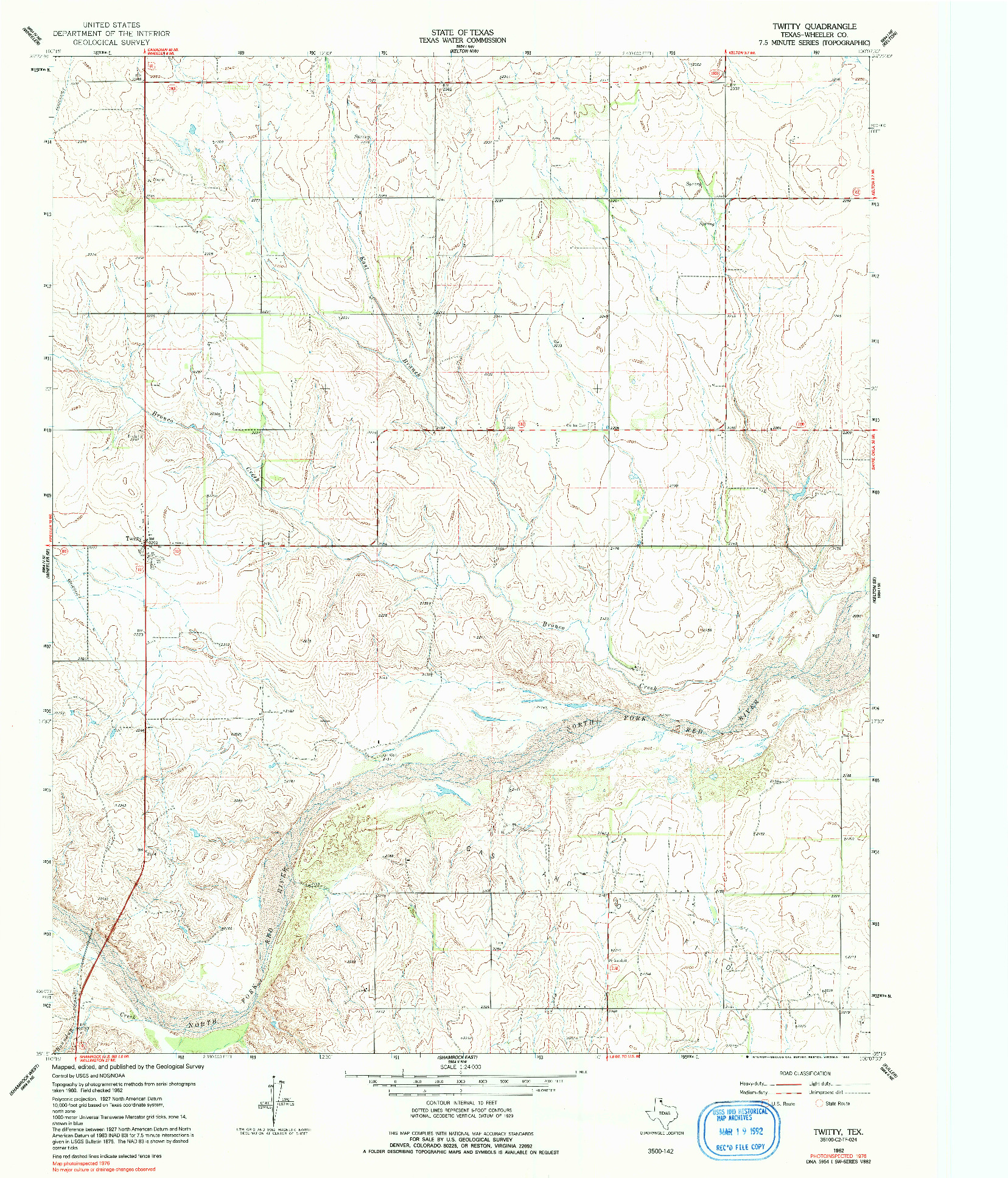 USGS 1:24000-SCALE QUADRANGLE FOR TWITTY, TX 1962