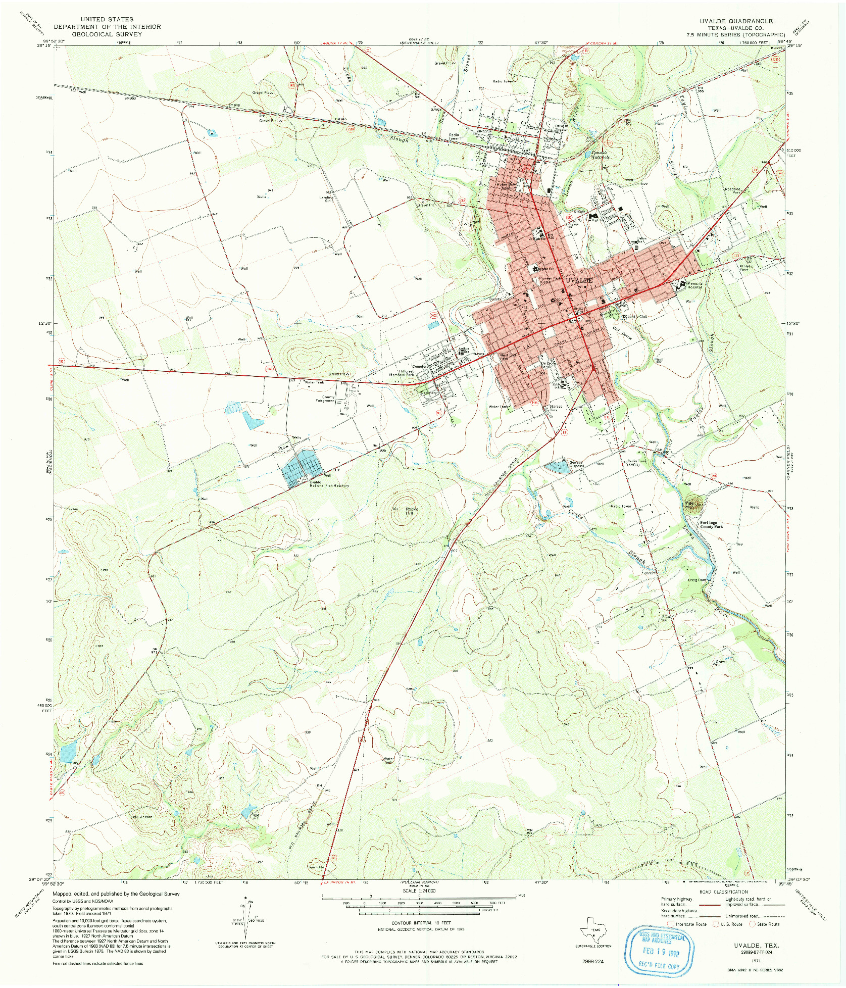 USGS 1:24000-SCALE QUADRANGLE FOR UVALDE, TX 1971