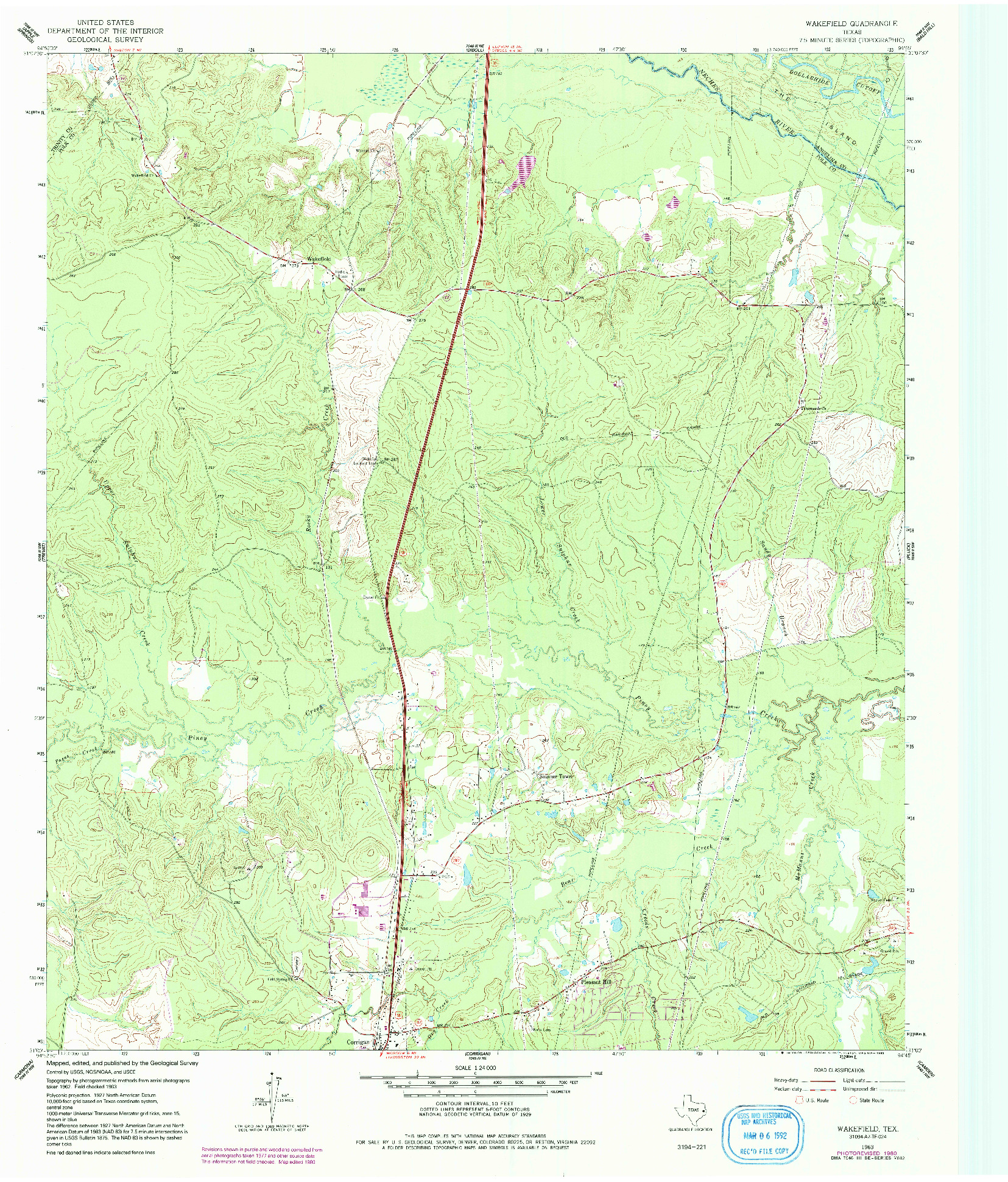 USGS 1:24000-SCALE QUADRANGLE FOR WAKEFIELD, TX 1963