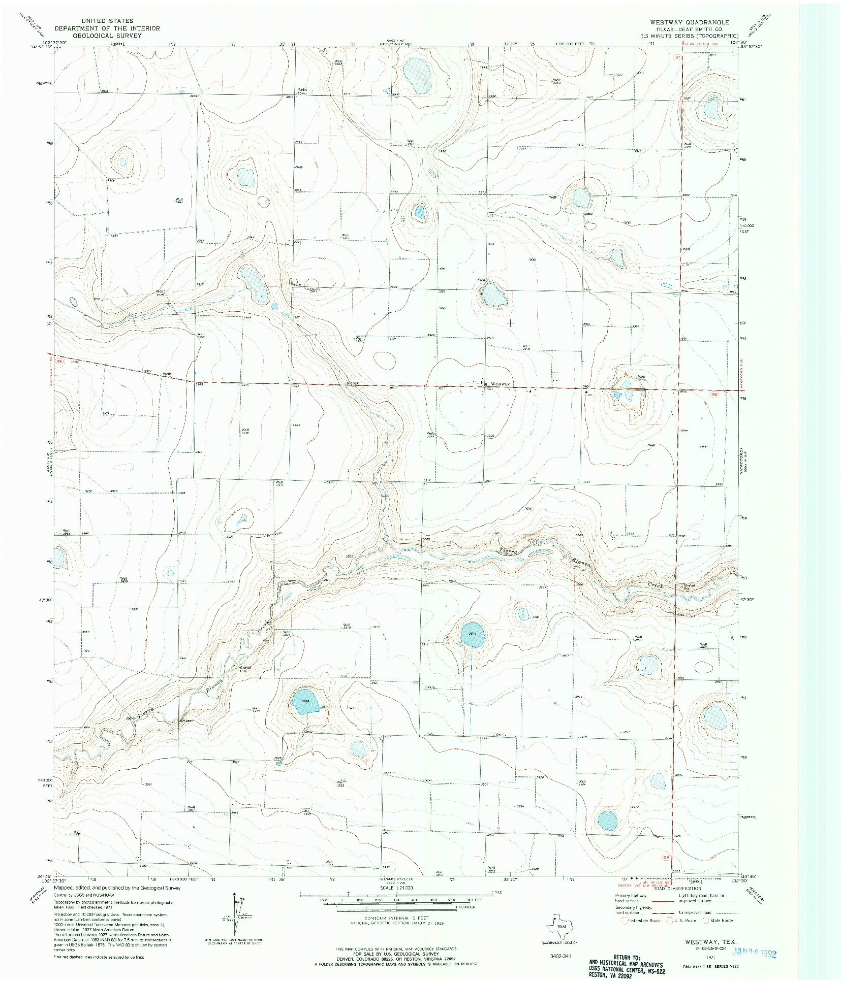 USGS 1:24000-SCALE QUADRANGLE FOR WESTWAY, TX 1971