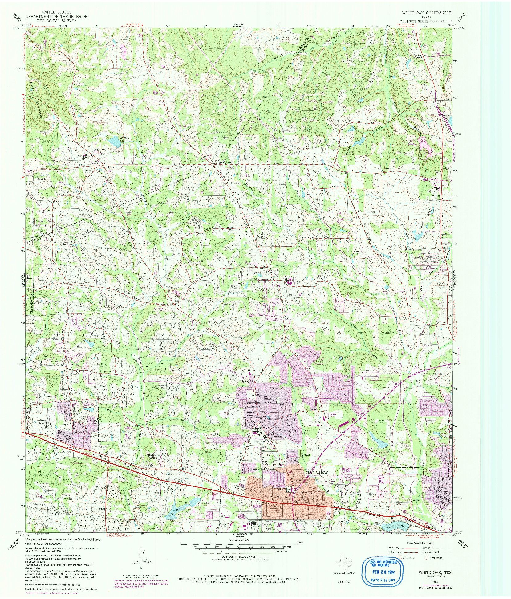 USGS 1:24000-SCALE QUADRANGLE FOR WHITE OAK, TX 1960