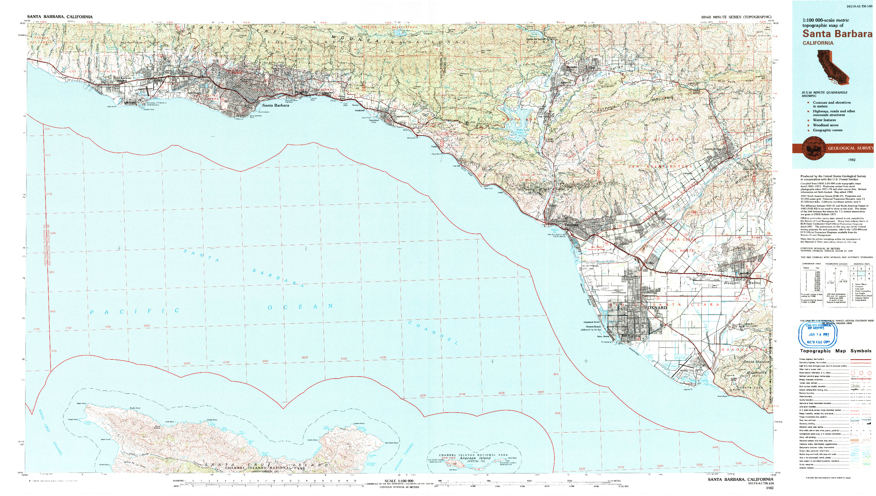 USGS 1:100000-SCALE QUADRANGLE FOR SANTA BARBARA, CA 1982