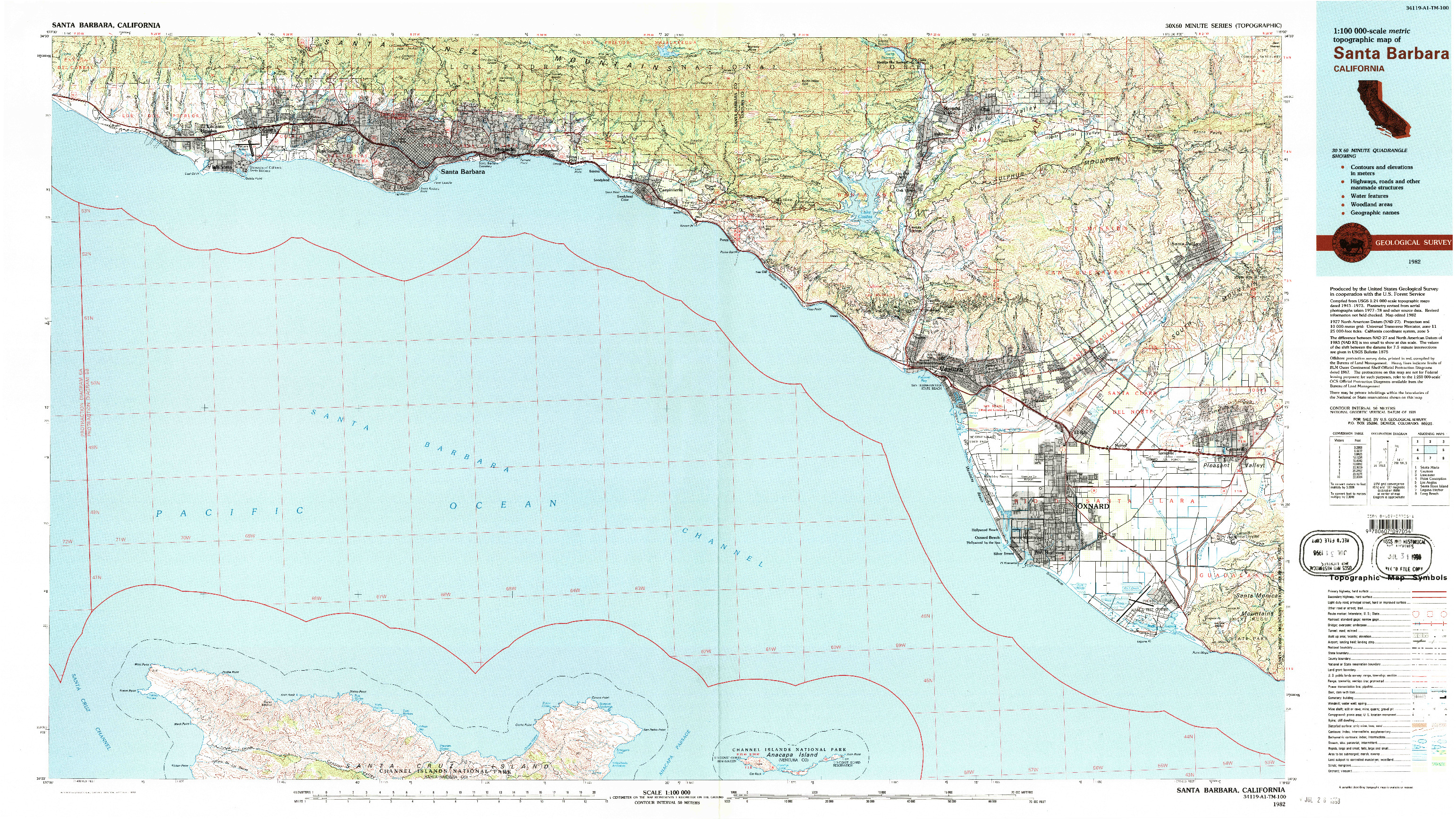 USGS 1:100000-SCALE QUADRANGLE FOR SANTA BARBARA, CA 1982