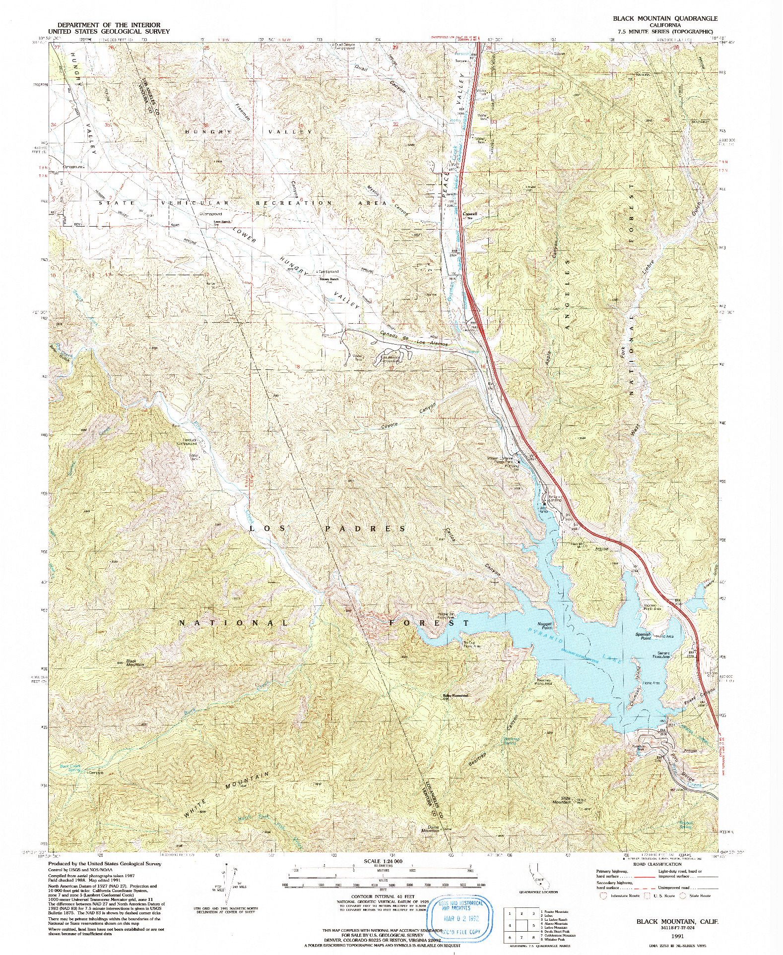 USGS 1:24000-SCALE QUADRANGLE FOR BLACK MOUNTAIN, CA 1991