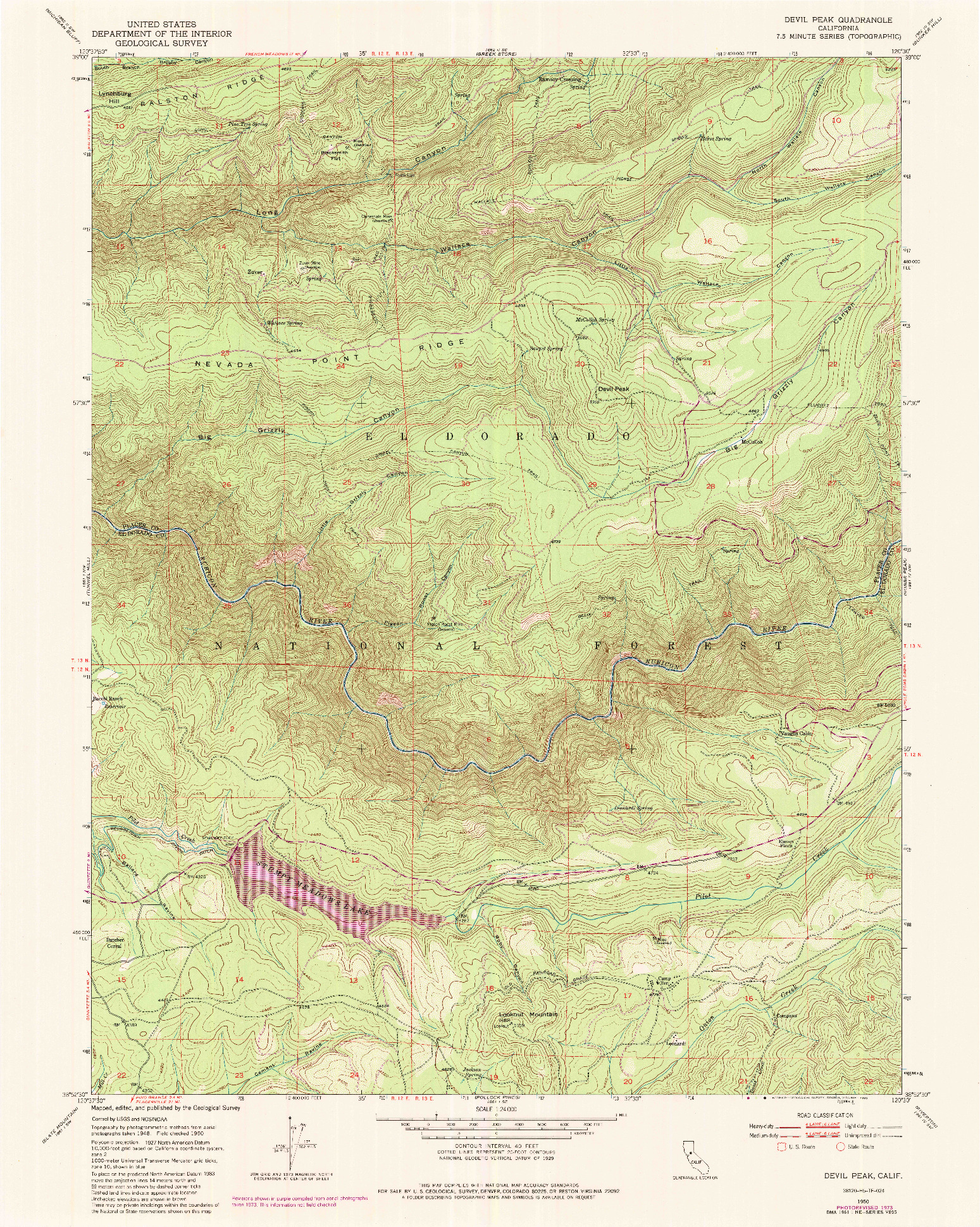 USGS 1:24000-SCALE QUADRANGLE FOR DEVIL PEAK, CA 1950