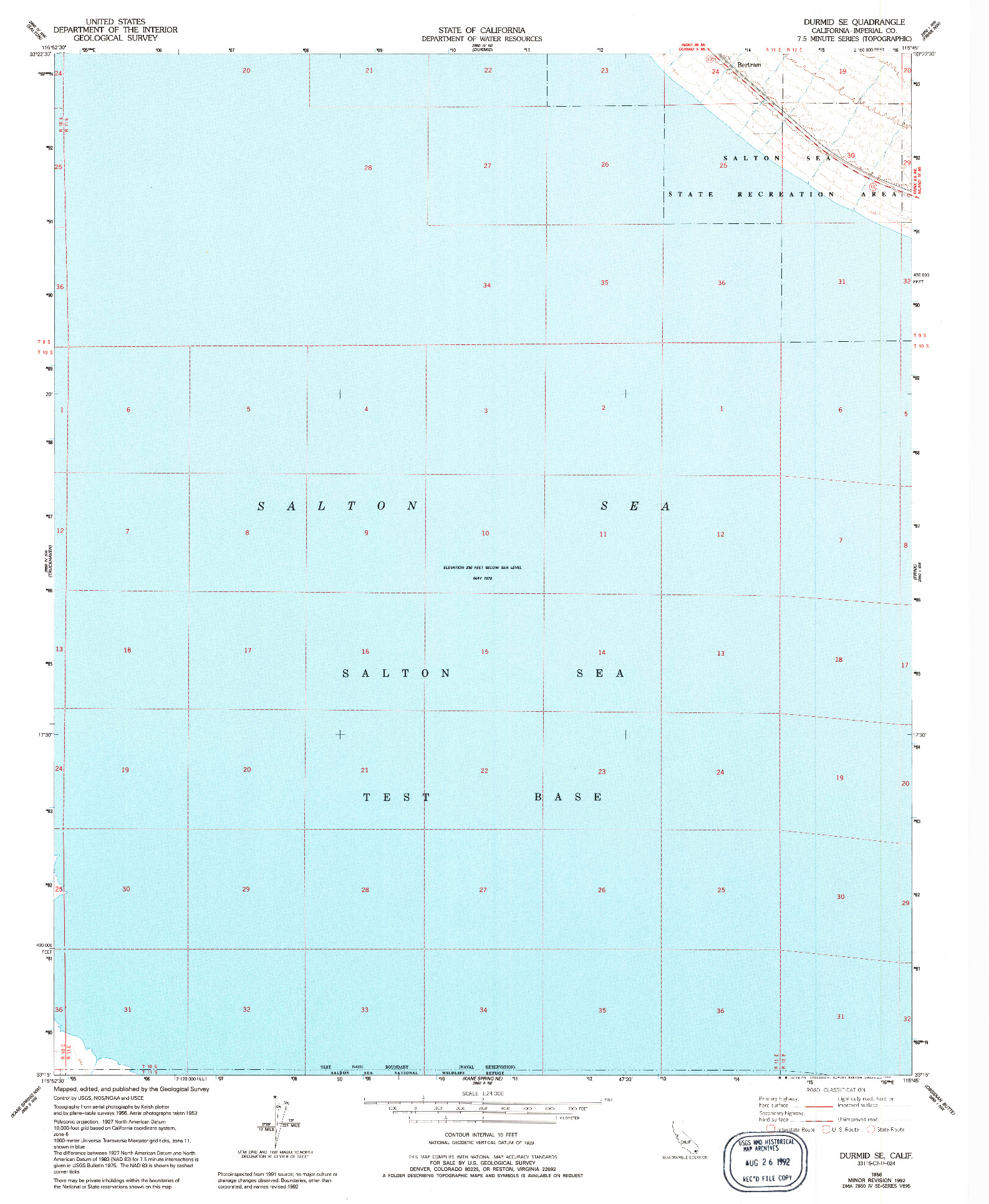 USGS 1:24000-SCALE QUADRANGLE FOR DURMID SE, CA 1956