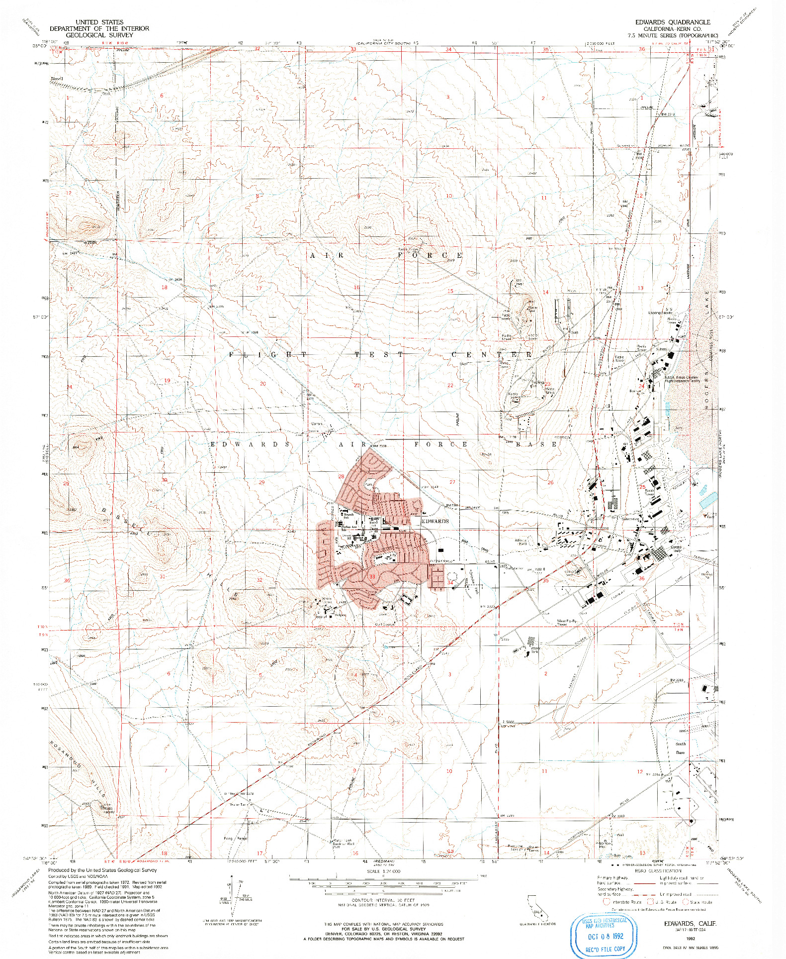USGS 1:24000-SCALE QUADRANGLE FOR EDWARDS, CA 1992