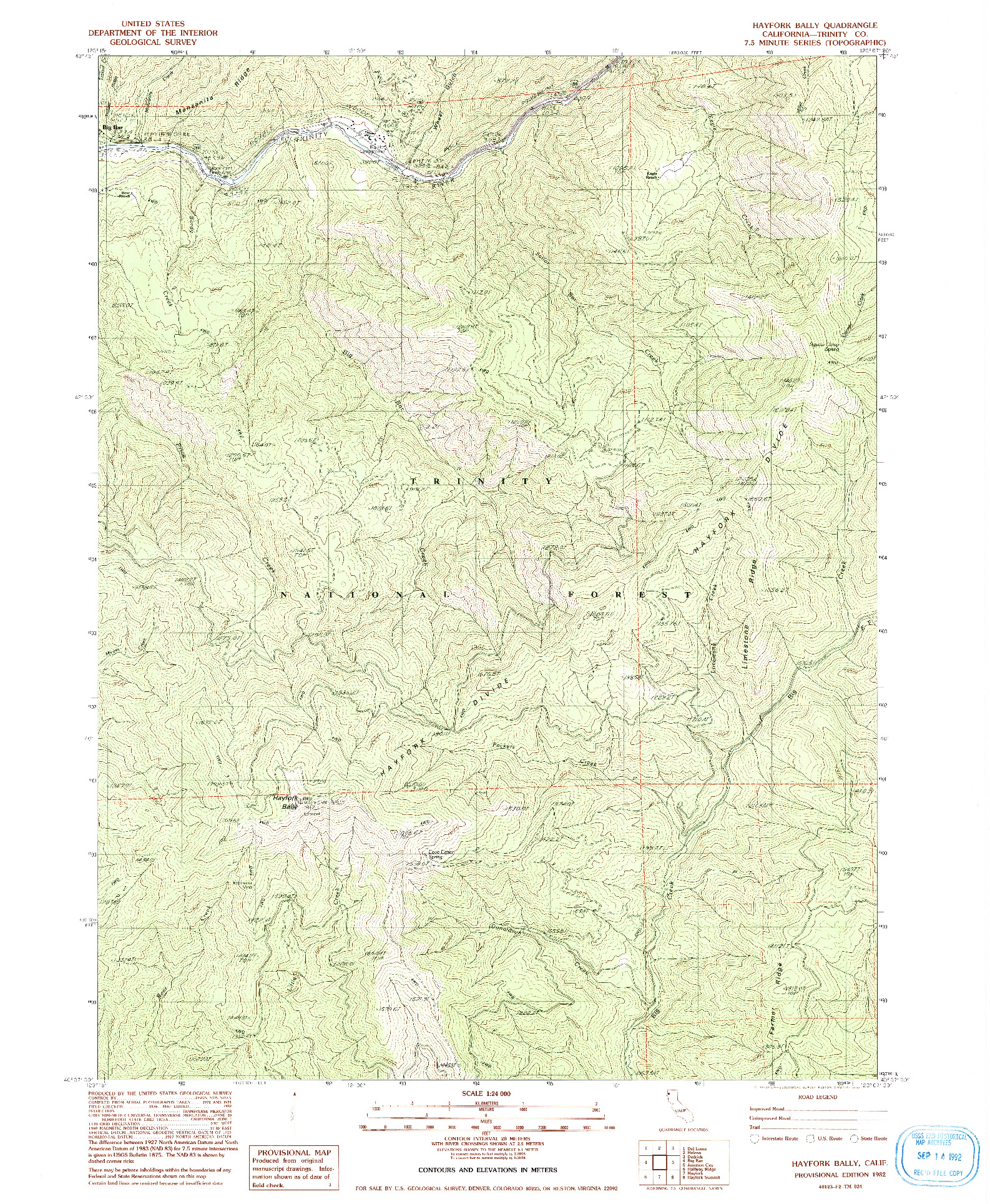 USGS 1:24000-SCALE QUADRANGLE FOR HAYFORK BALLY, CA 1982