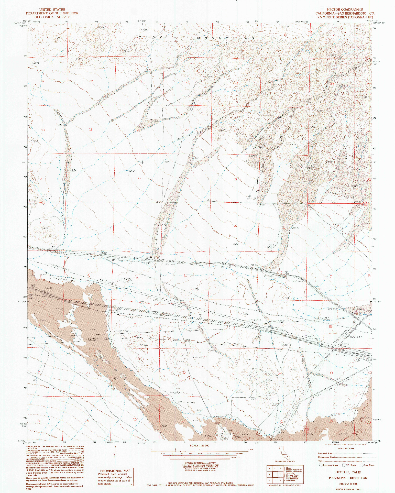 USGS 1:24000-SCALE QUADRANGLE FOR HECTOR, CA 1982