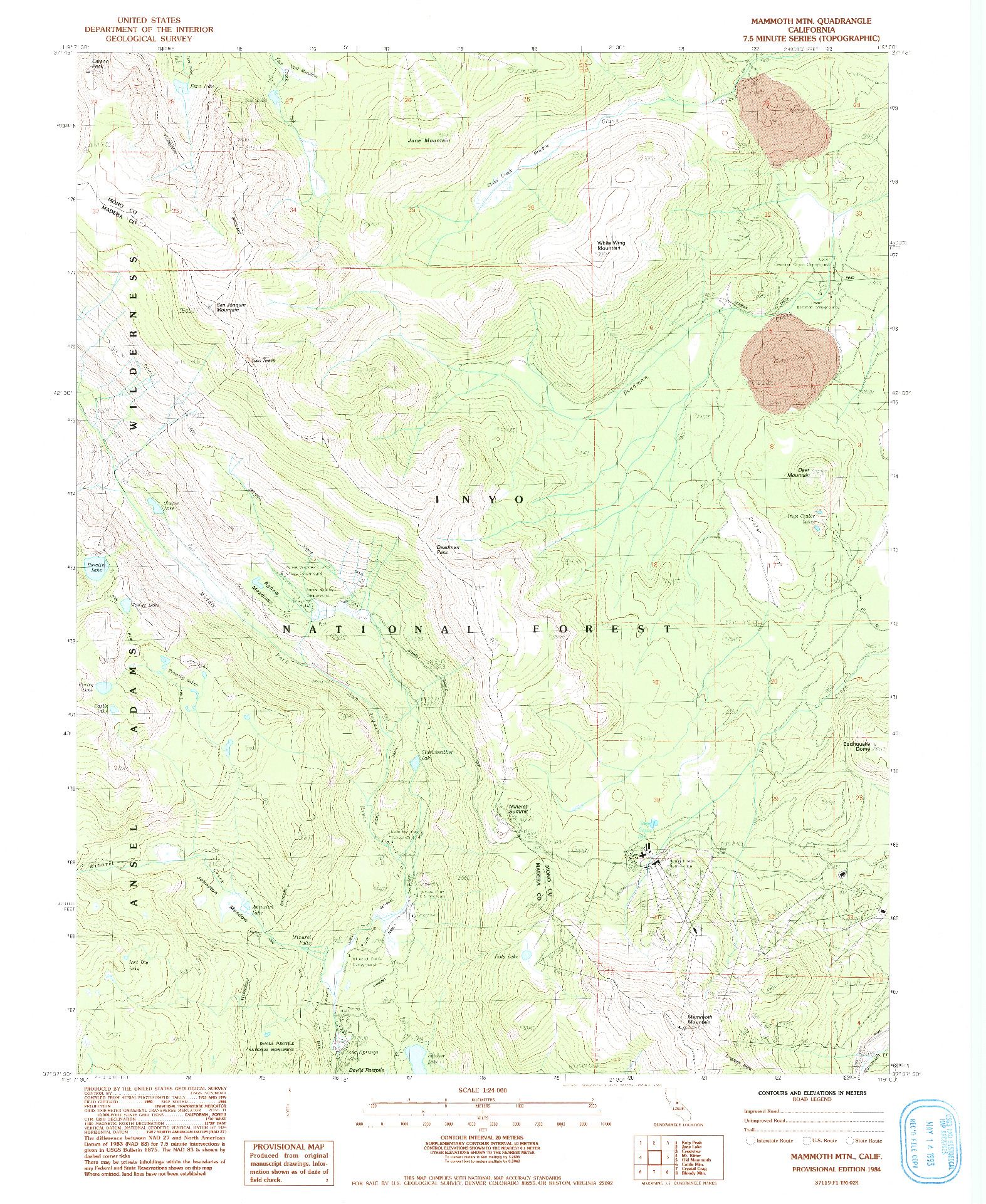 USGS 1:24000-SCALE QUADRANGLE FOR MAMMOTH MTN., CA 1984