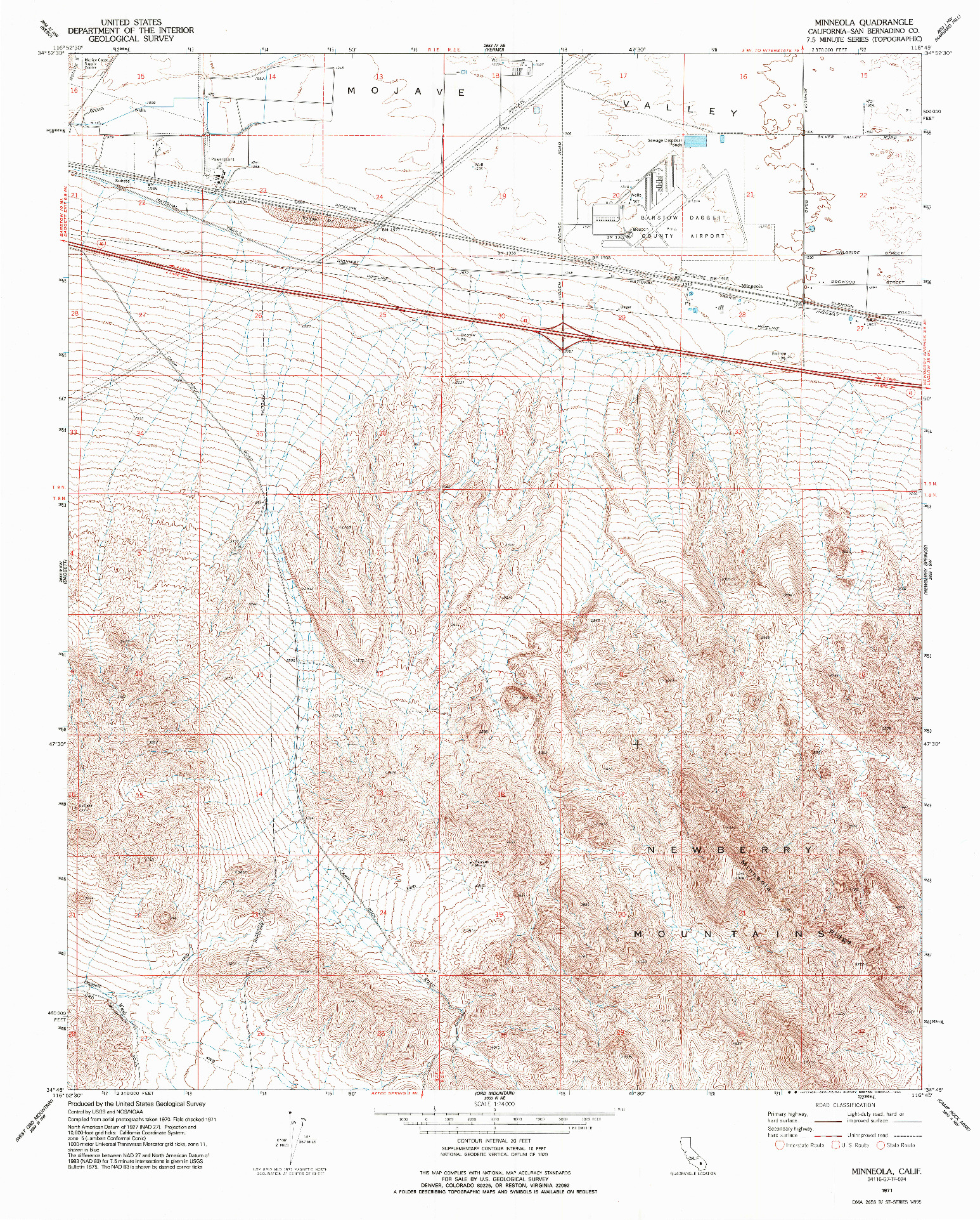 USGS 1:24000-SCALE QUADRANGLE FOR MINNEOLA, CA 1971