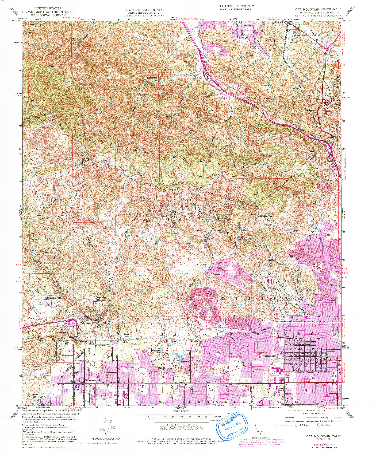 USGS 1:24000-SCALE QUADRANGLE FOR OAT MOUNTAIN, CA 1952