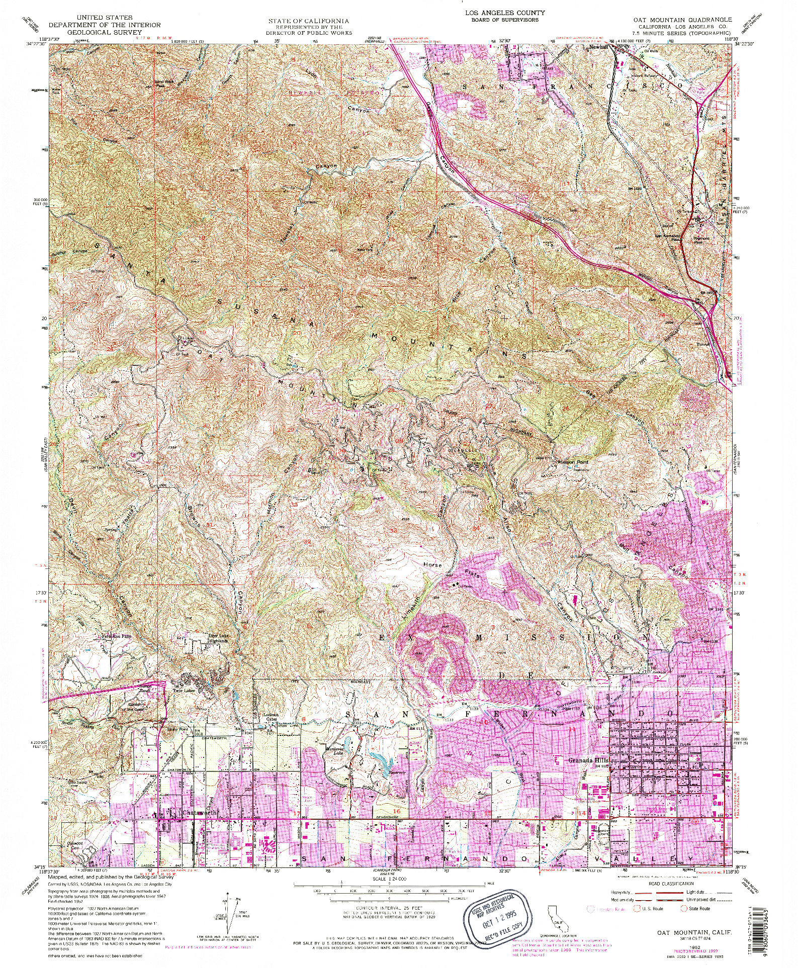 USGS 1:24000-SCALE QUADRANGLE FOR OAT MOUNTAIN, CA 1952