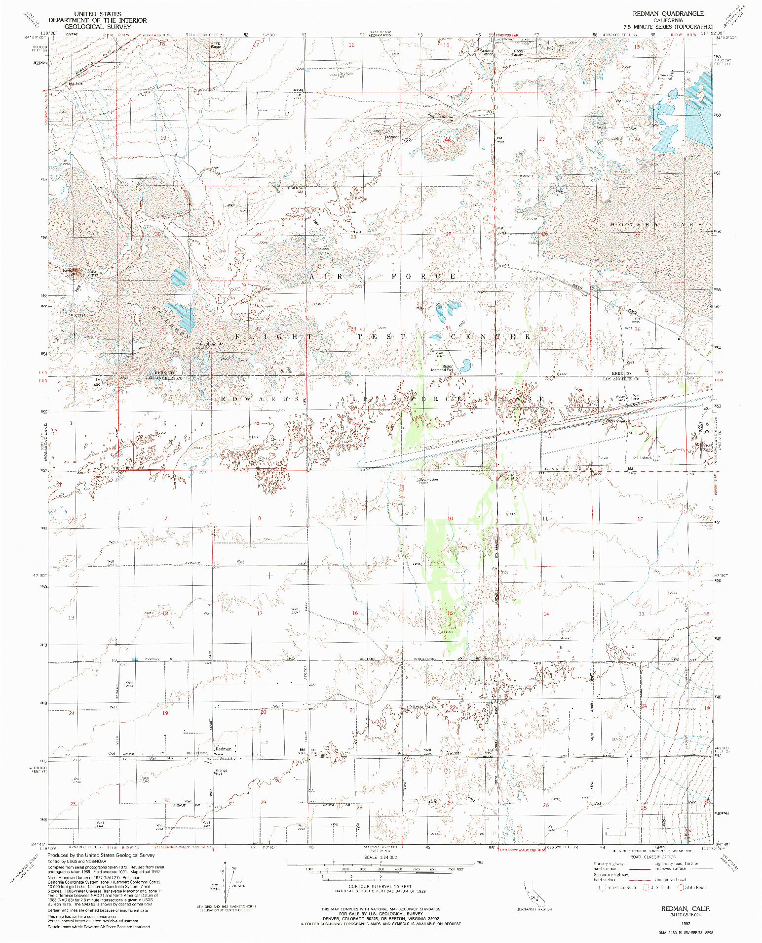 USGS 1:24000-SCALE QUADRANGLE FOR REDMAN, CA 1992