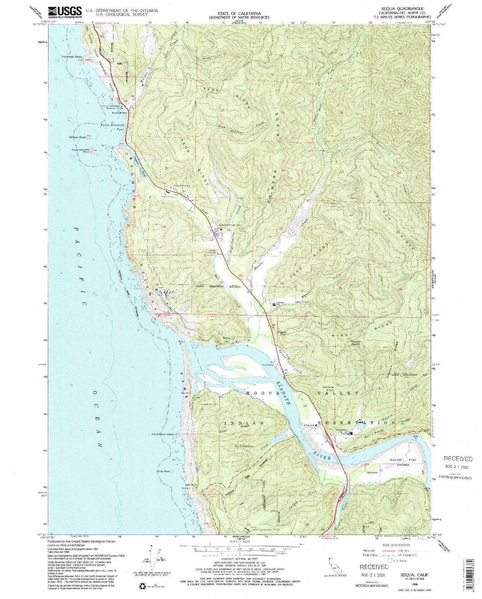 USGS 1:24000-SCALE QUADRANGLE FOR REQUA, CA 1966