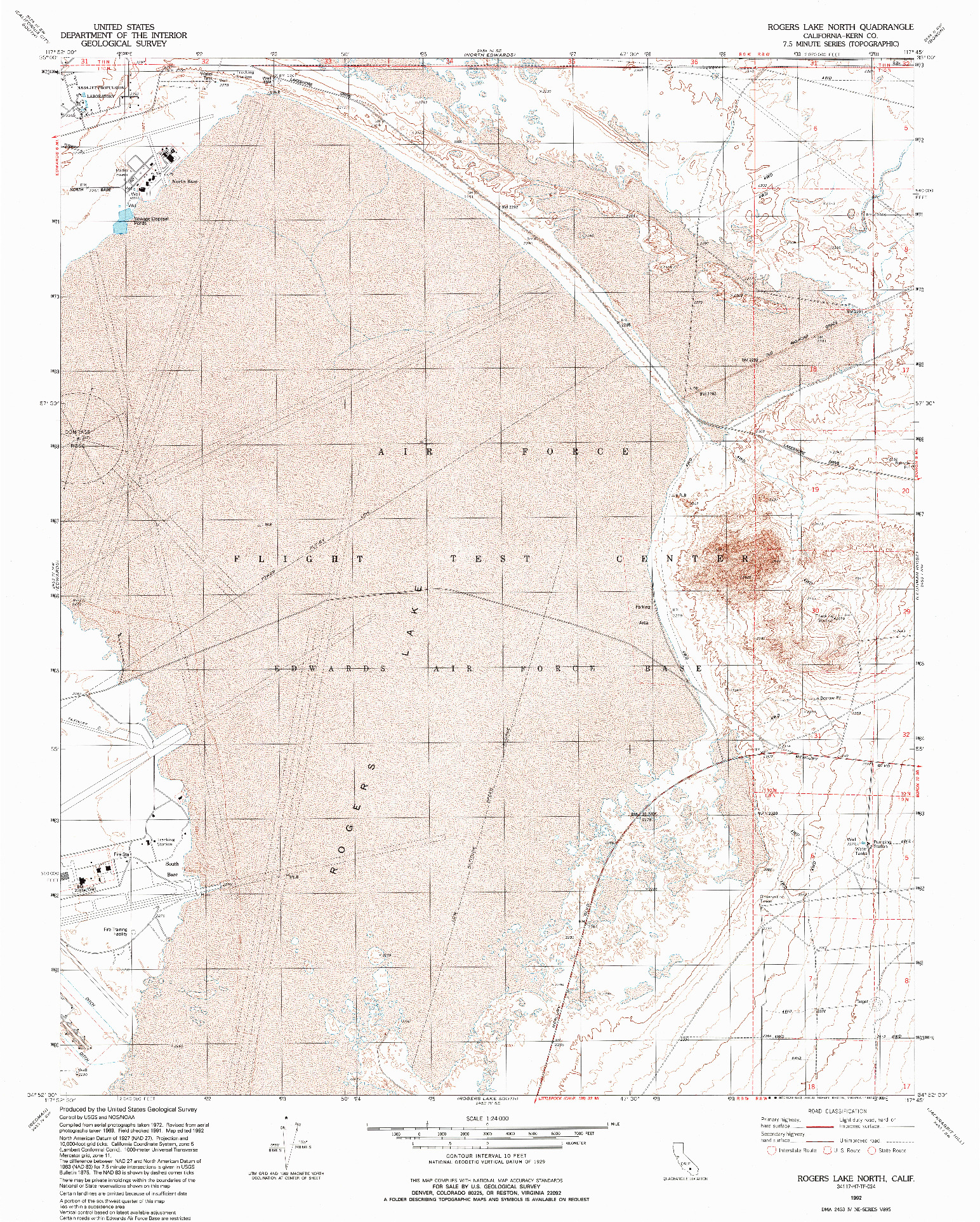 USGS 1:24000-SCALE QUADRANGLE FOR ROGERS LAKE NORTH, CA 1992