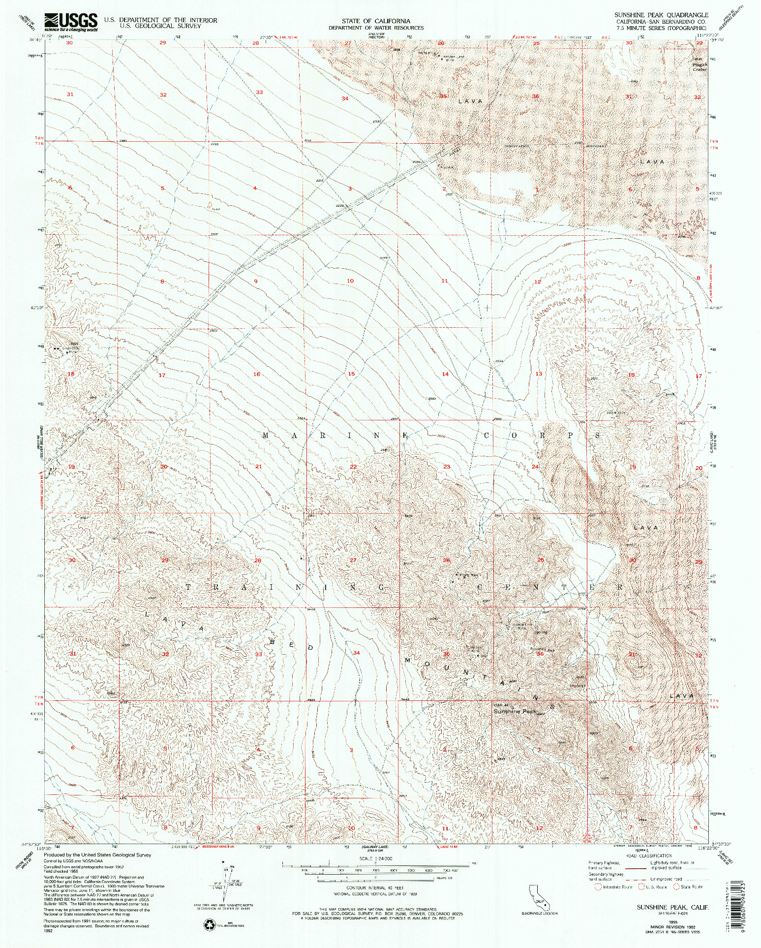 USGS 1:24000-SCALE QUADRANGLE FOR SUNSHINE PEAK, CA 1955