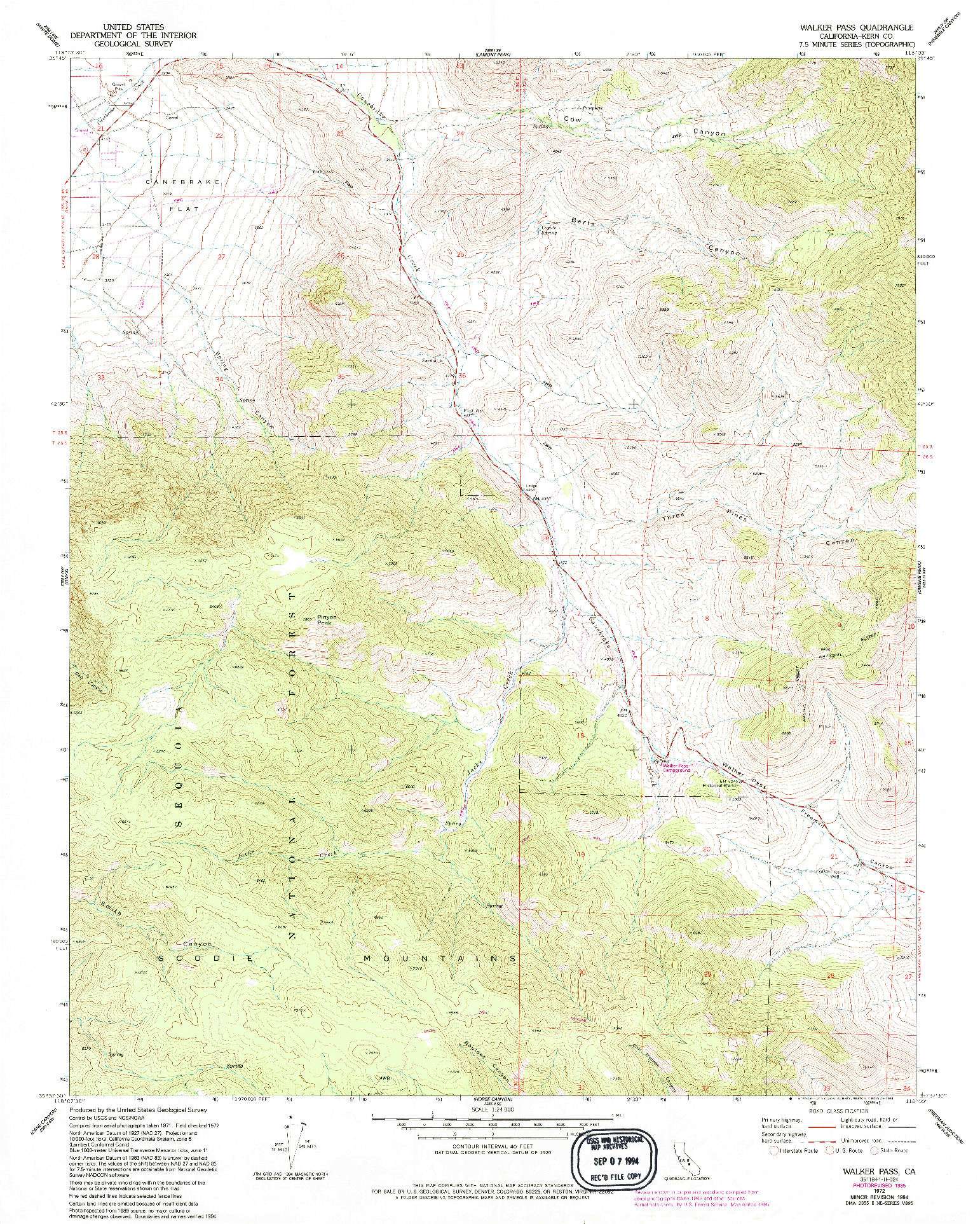 USGS 1:24000-SCALE QUADRANGLE FOR WALKER PASS, CA 1972