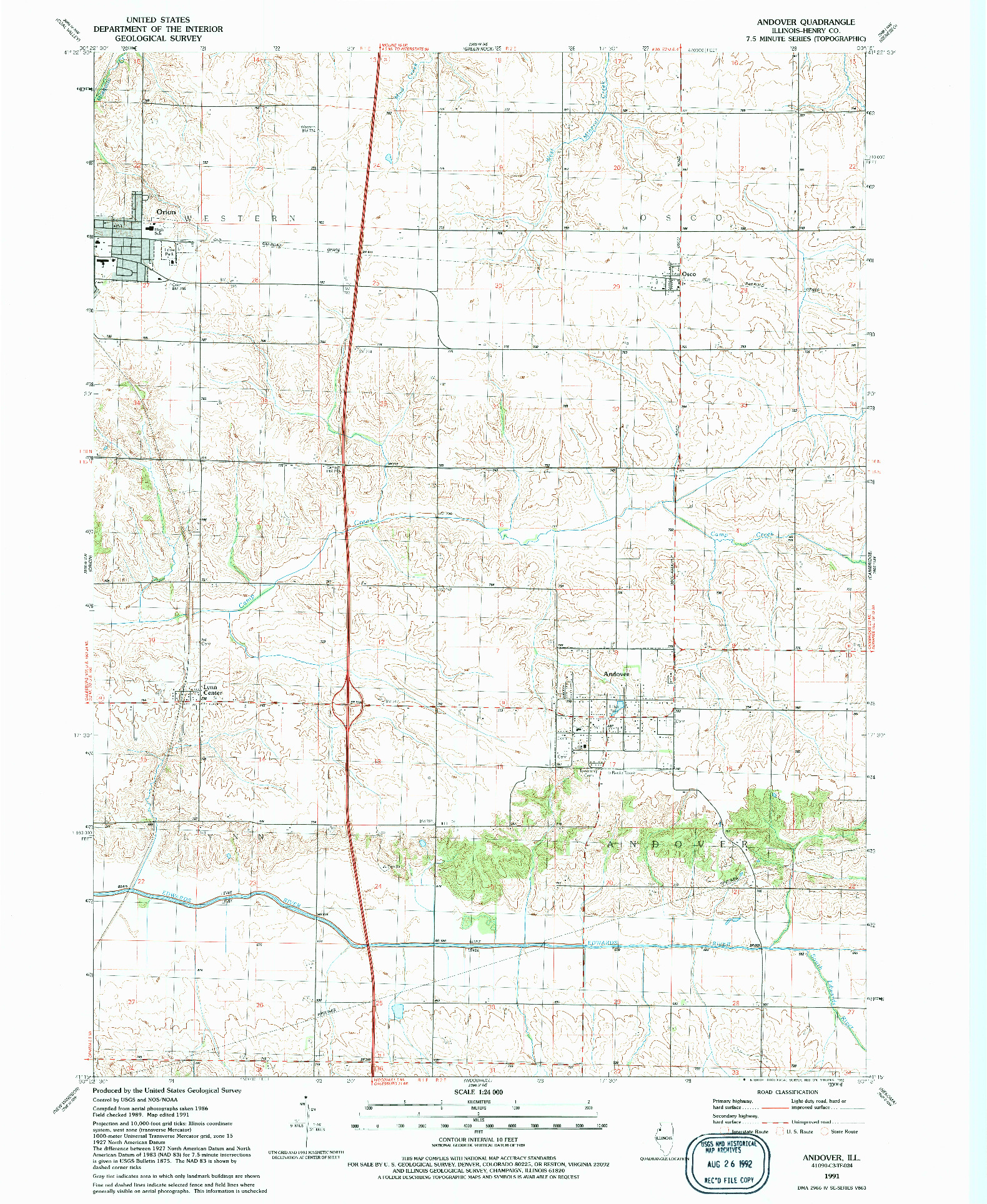 USGS 1:24000-SCALE QUADRANGLE FOR ANDOVER, IL 1991