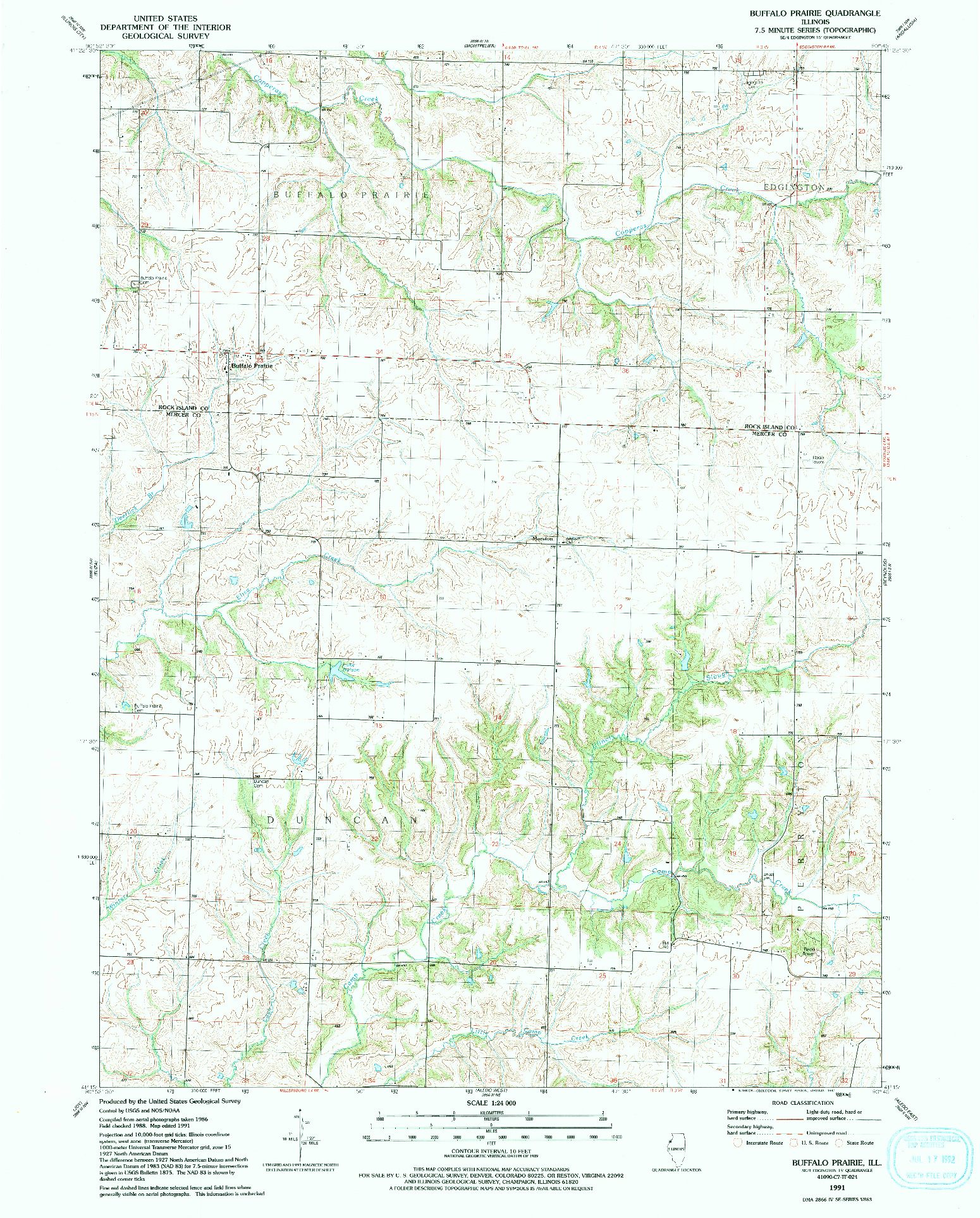 USGS 1:24000-SCALE QUADRANGLE FOR BUFFALO PRAIRIE, IL 1991