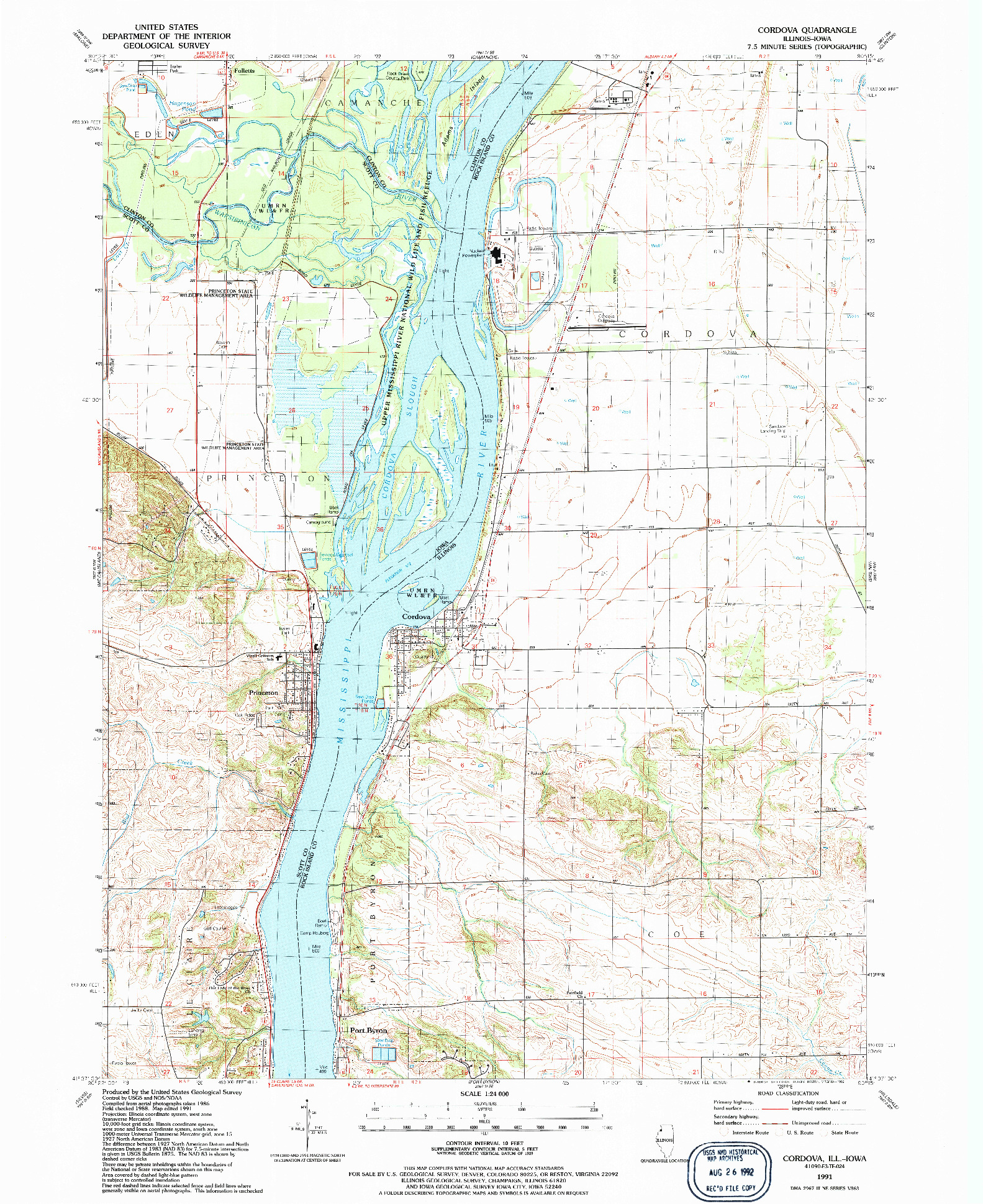USGS 1:24000-SCALE QUADRANGLE FOR CORDOVA, IL 1991