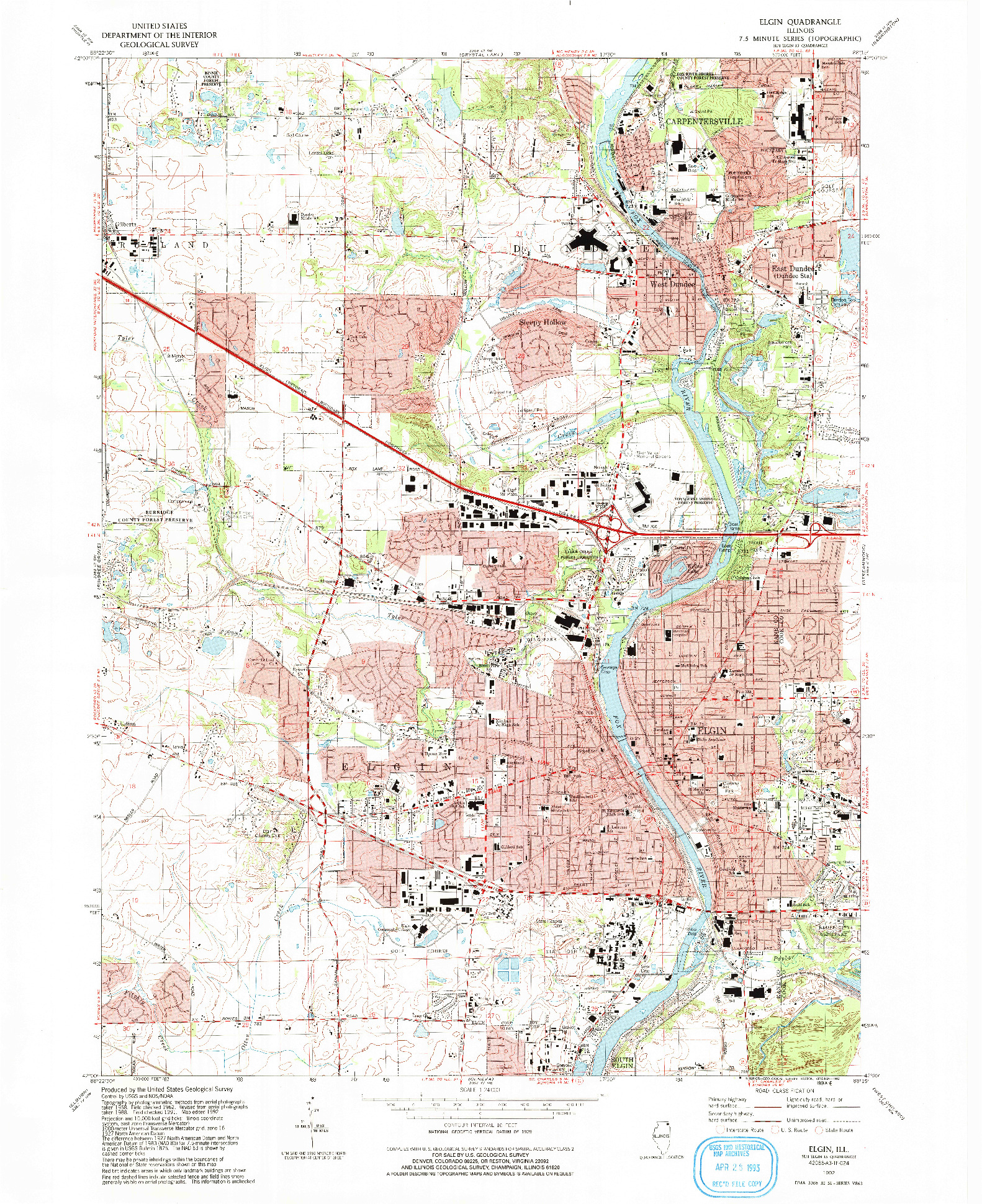 USGS 1:24000-SCALE QUADRANGLE FOR ELGIN, IL 1992
