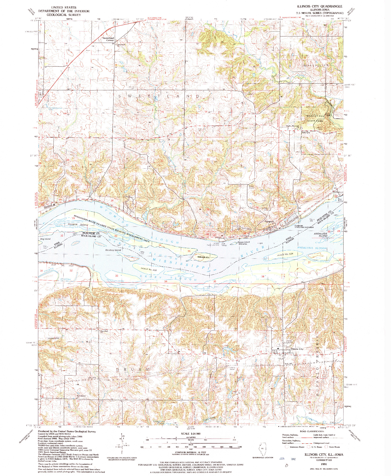 USGS 1:24000-SCALE QUADRANGLE FOR ILLINOIS CITY, IL 1991