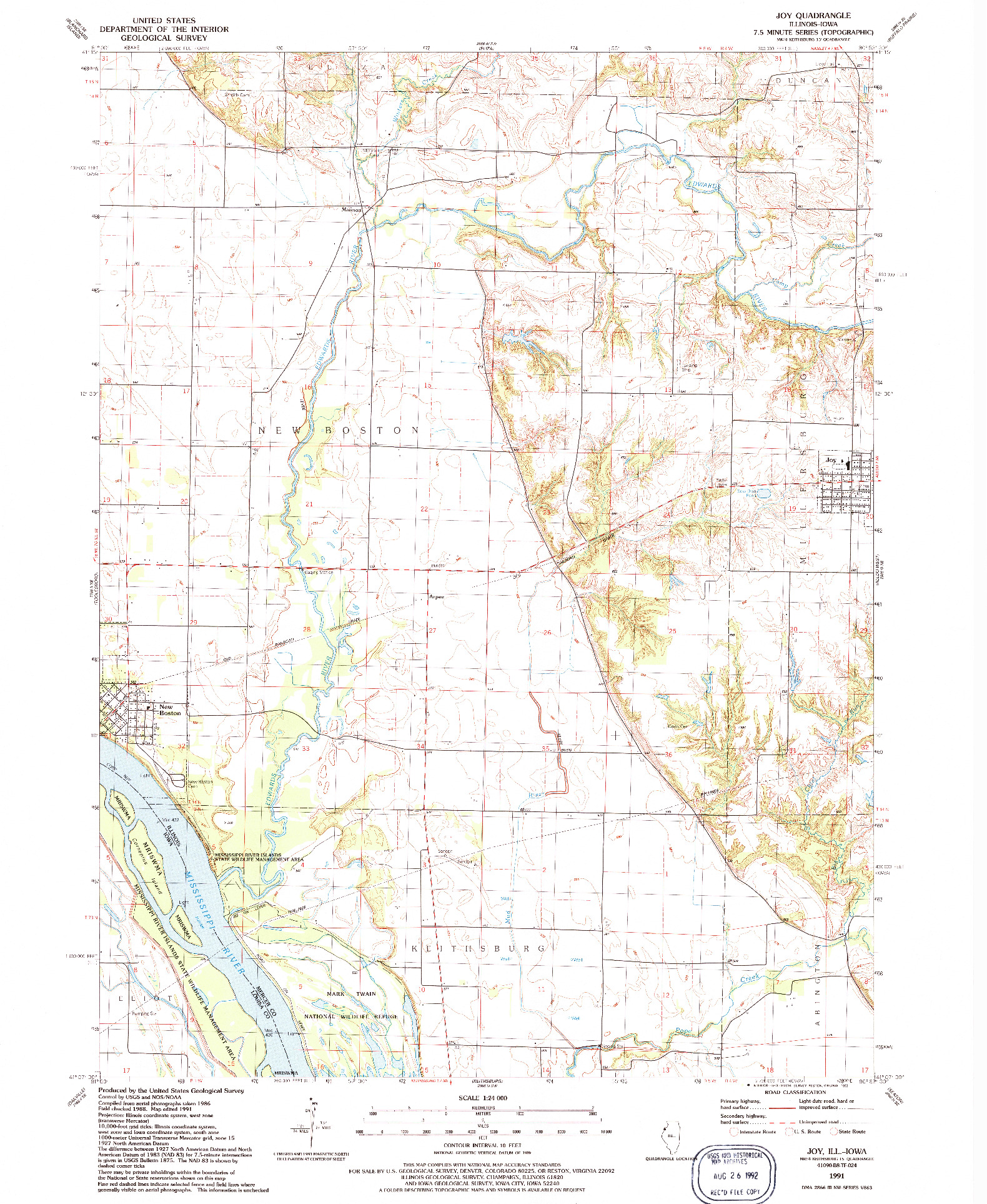 USGS 1:24000-SCALE QUADRANGLE FOR JOY, IL 1991