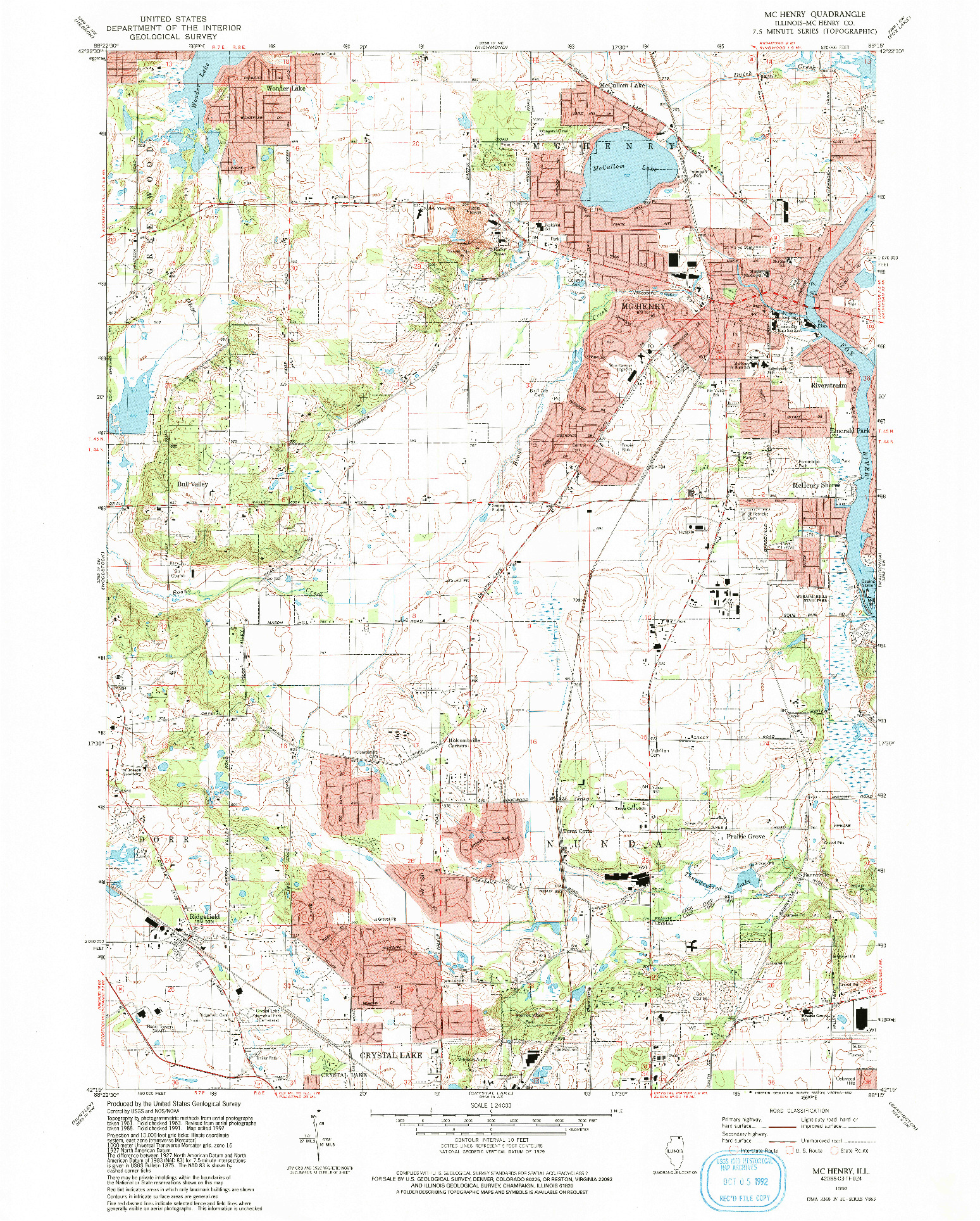 USGS 1:24000-SCALE QUADRANGLE FOR MCHENRY, IL 1992