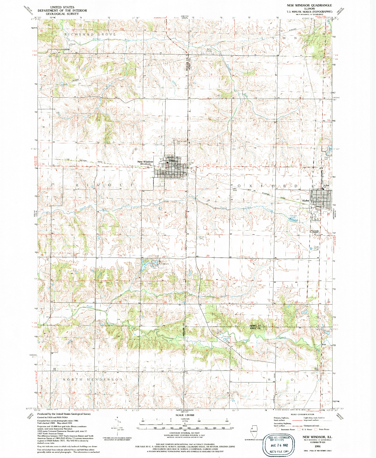 USGS 1:24000-SCALE QUADRANGLE FOR NEW WINDSOR, IL 1991