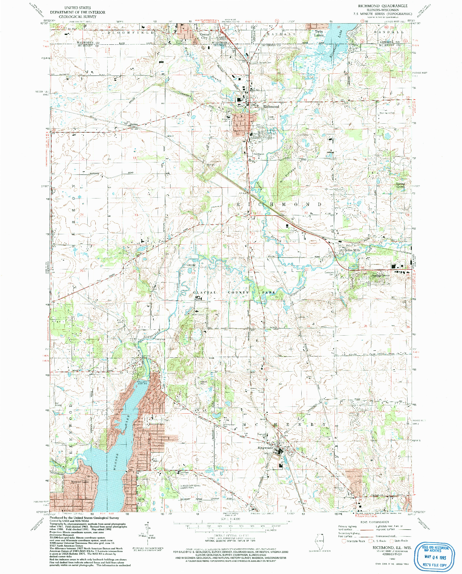 USGS 1:24000-SCALE QUADRANGLE FOR RICHMOND, IL 1992