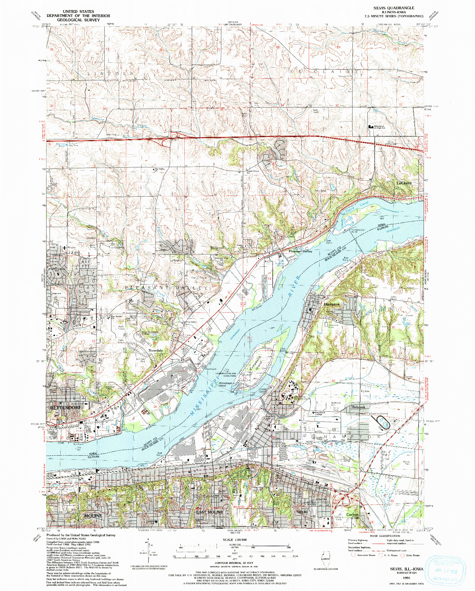 USGS 1:24000-SCALE QUADRANGLE FOR SILVIS, IL 1991