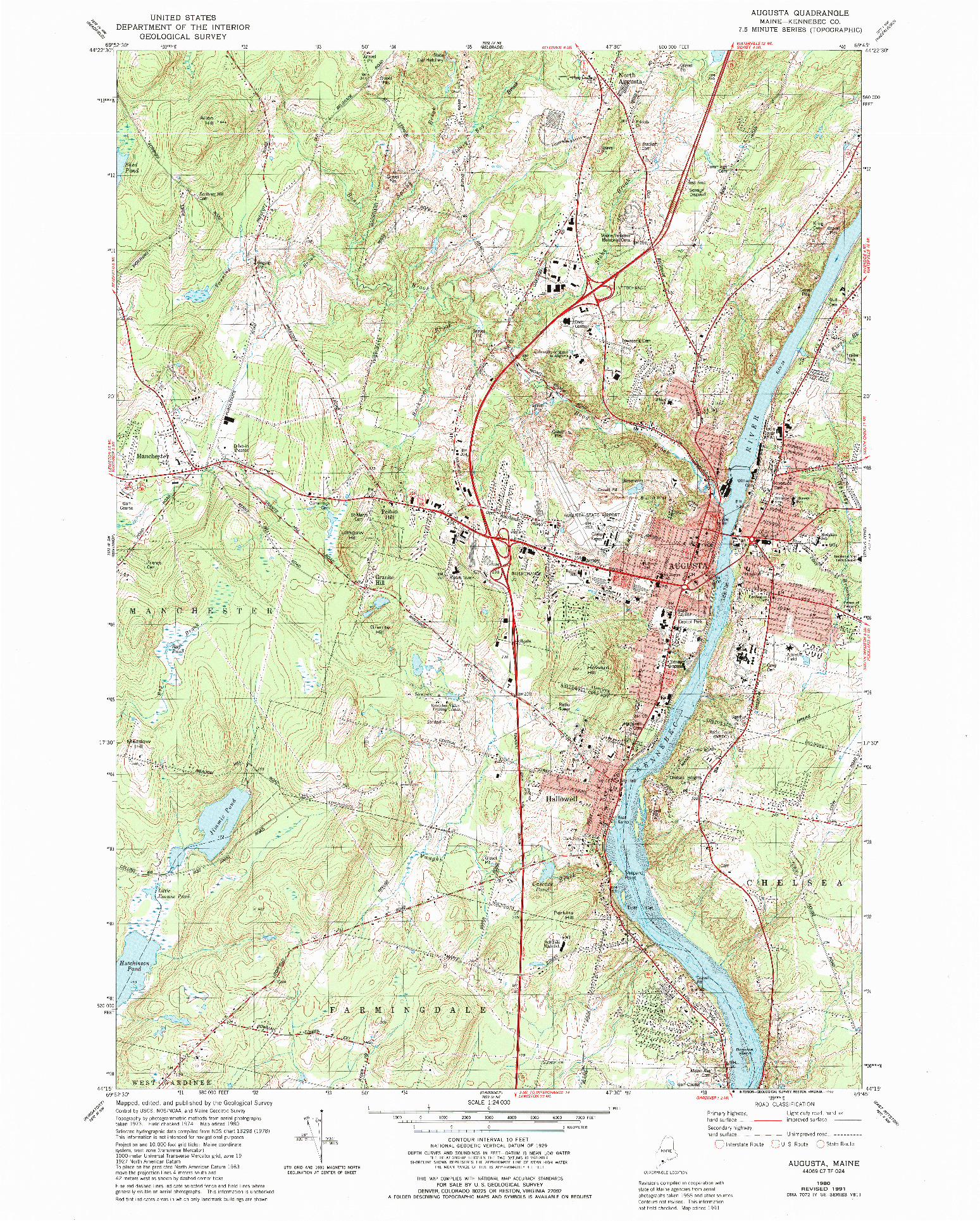 USGS 1:24000-SCALE QUADRANGLE FOR AUGUSTA, ME 1980