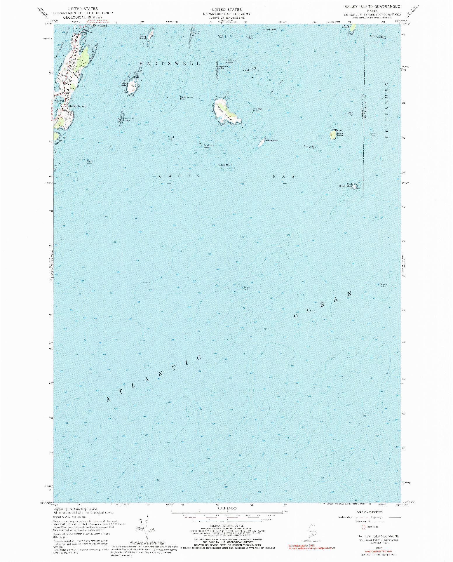 USGS 1:24000-SCALE QUADRANGLE FOR BAILEY ISLAND, ME 1957