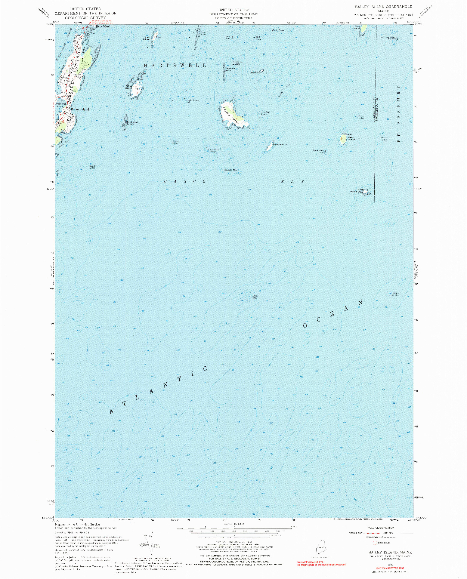 USGS 1:24000-SCALE QUADRANGLE FOR BAILEY ISLAND, ME 1957
