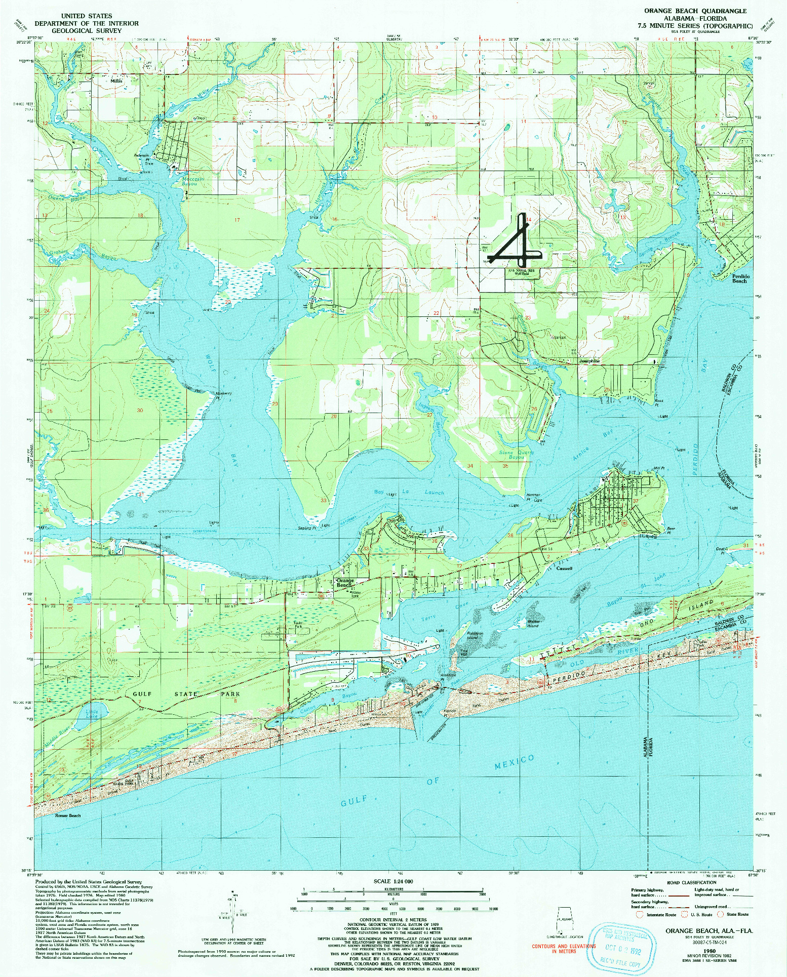 USGS 1:24000-SCALE QUADRANGLE FOR ORANGE BEACH, AL 1980