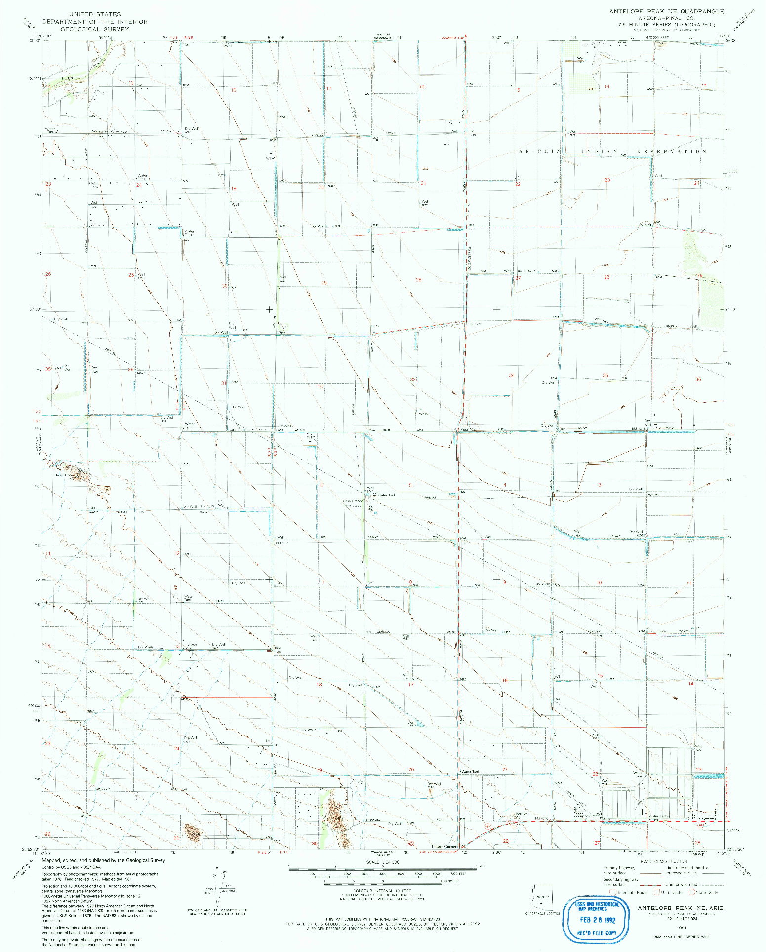 USGS 1:24000-SCALE QUADRANGLE FOR ANTELOPE PEAK NE, AZ 1981