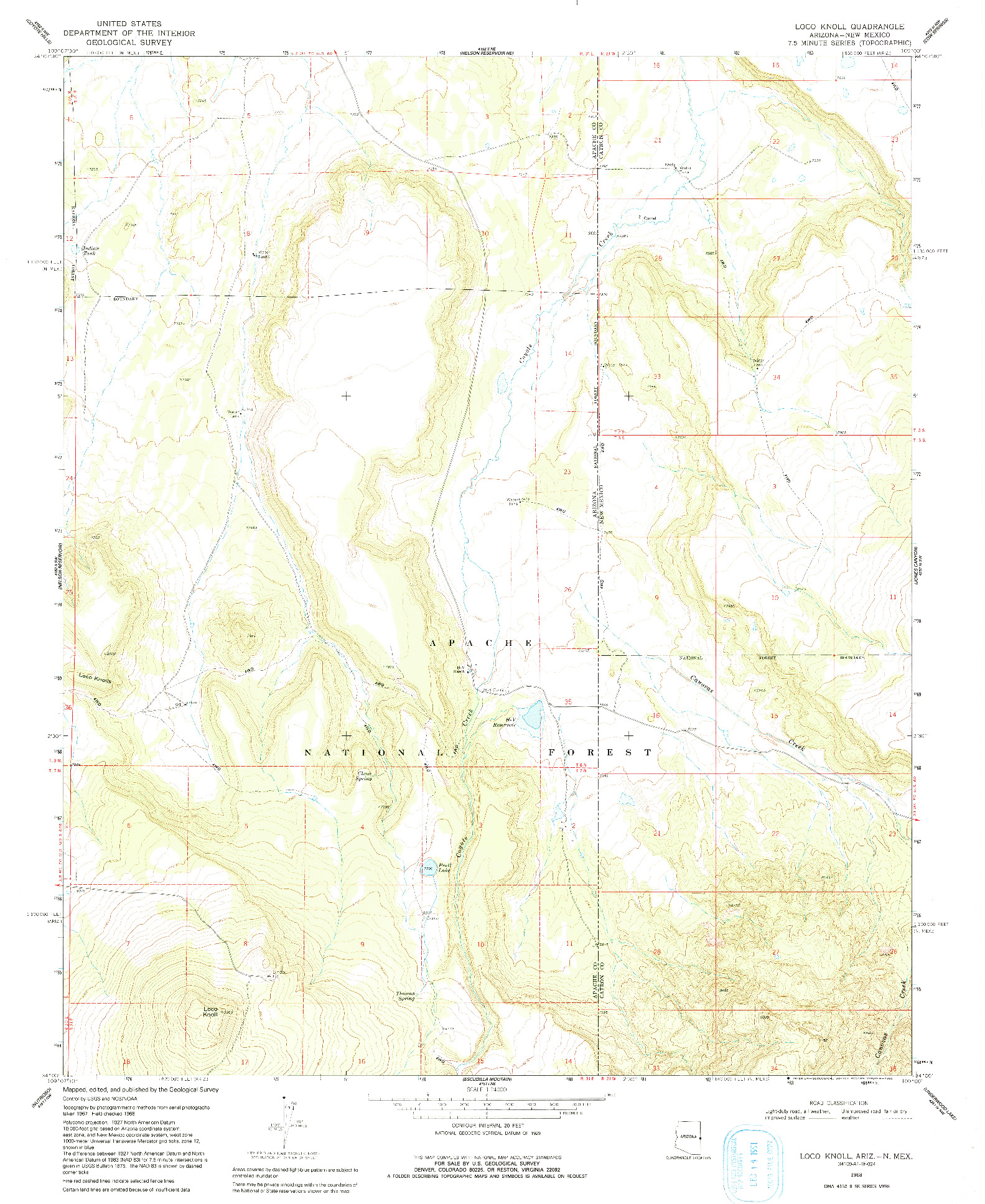 USGS 1:24000-SCALE QUADRANGLE FOR LOCO KNOLL, AZ 1968