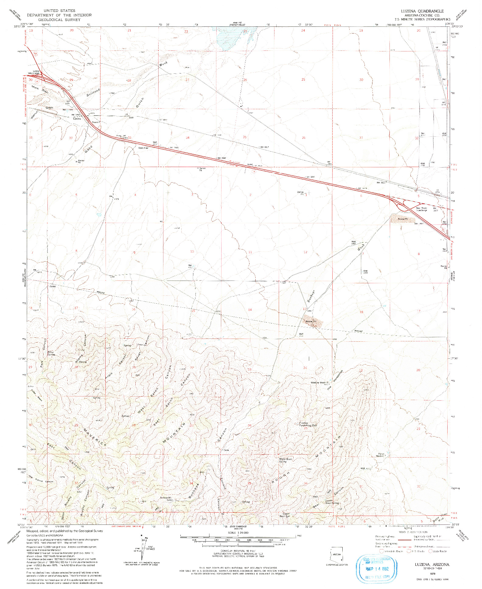 USGS 1:24000-SCALE QUADRANGLE FOR LUZENA, AZ 1979