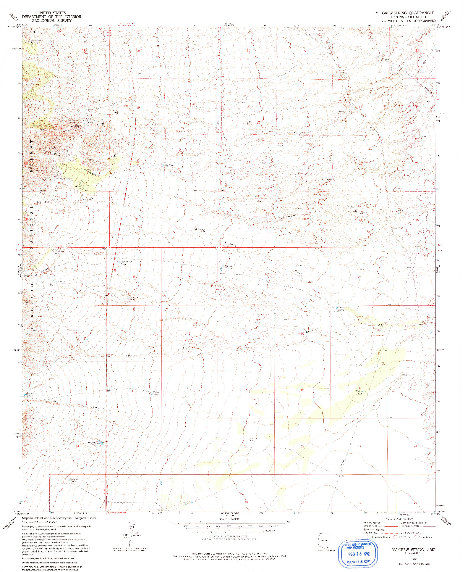 USGS 1:24000-SCALE QUADRANGLE FOR MC GREW SPRING, AZ 1973