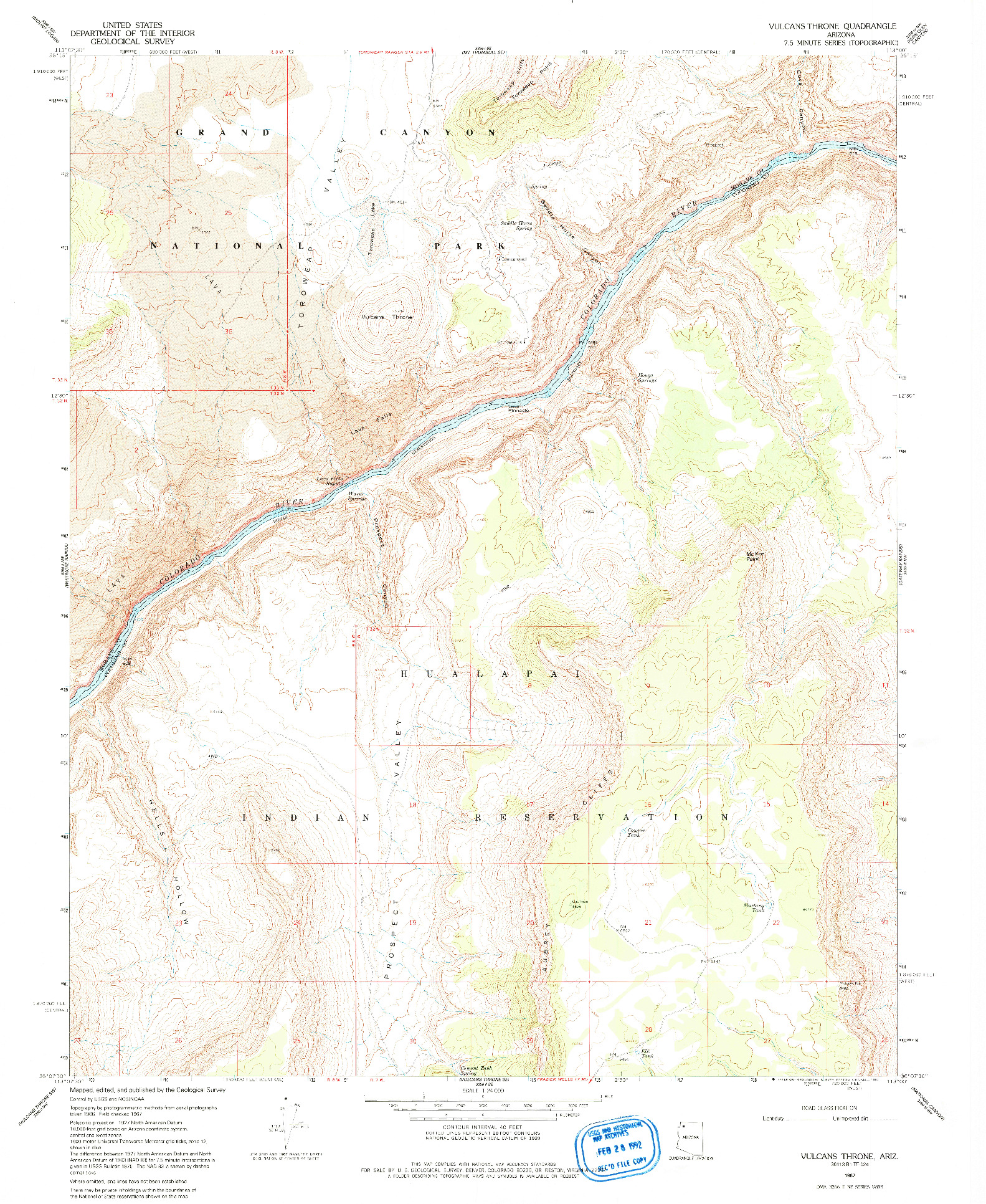 USGS 1:24000-SCALE QUADRANGLE FOR VULCANS THRONE, AZ 1967