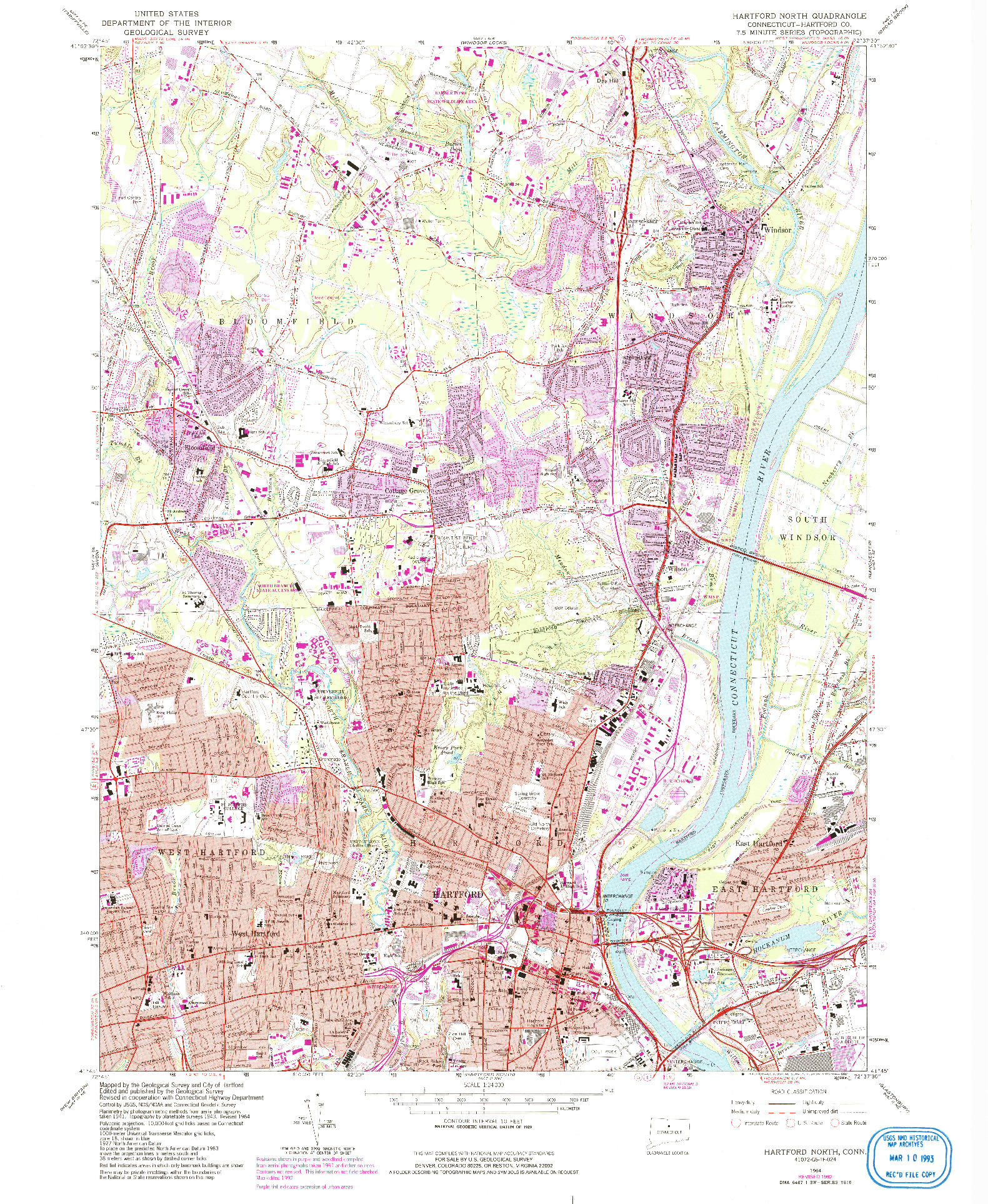 USGS 1:24000-SCALE QUADRANGLE FOR HARTFORD NORTH, CT 1964