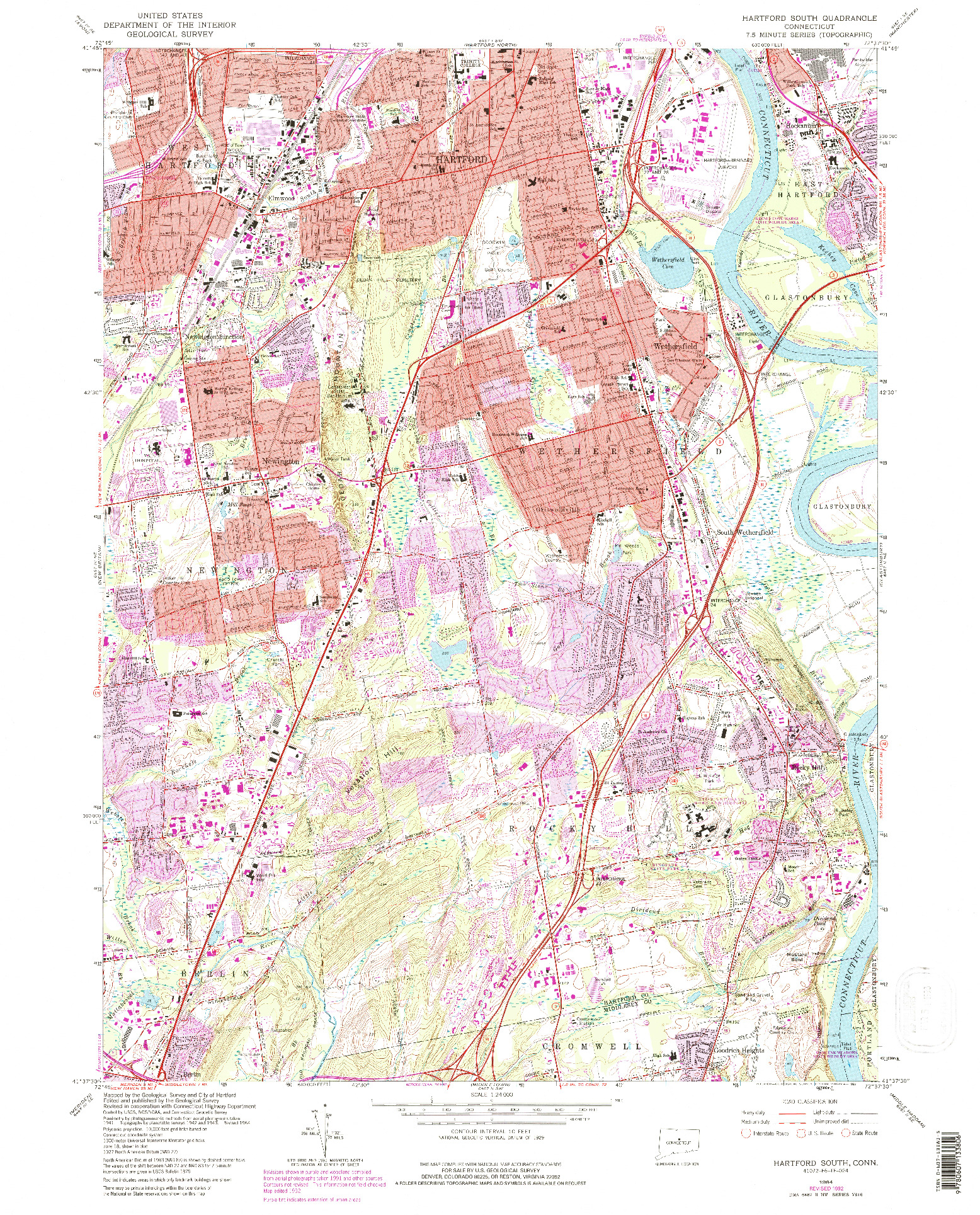 USGS 1:24000-SCALE QUADRANGLE FOR HARTFORD SOUTH, CT 1964