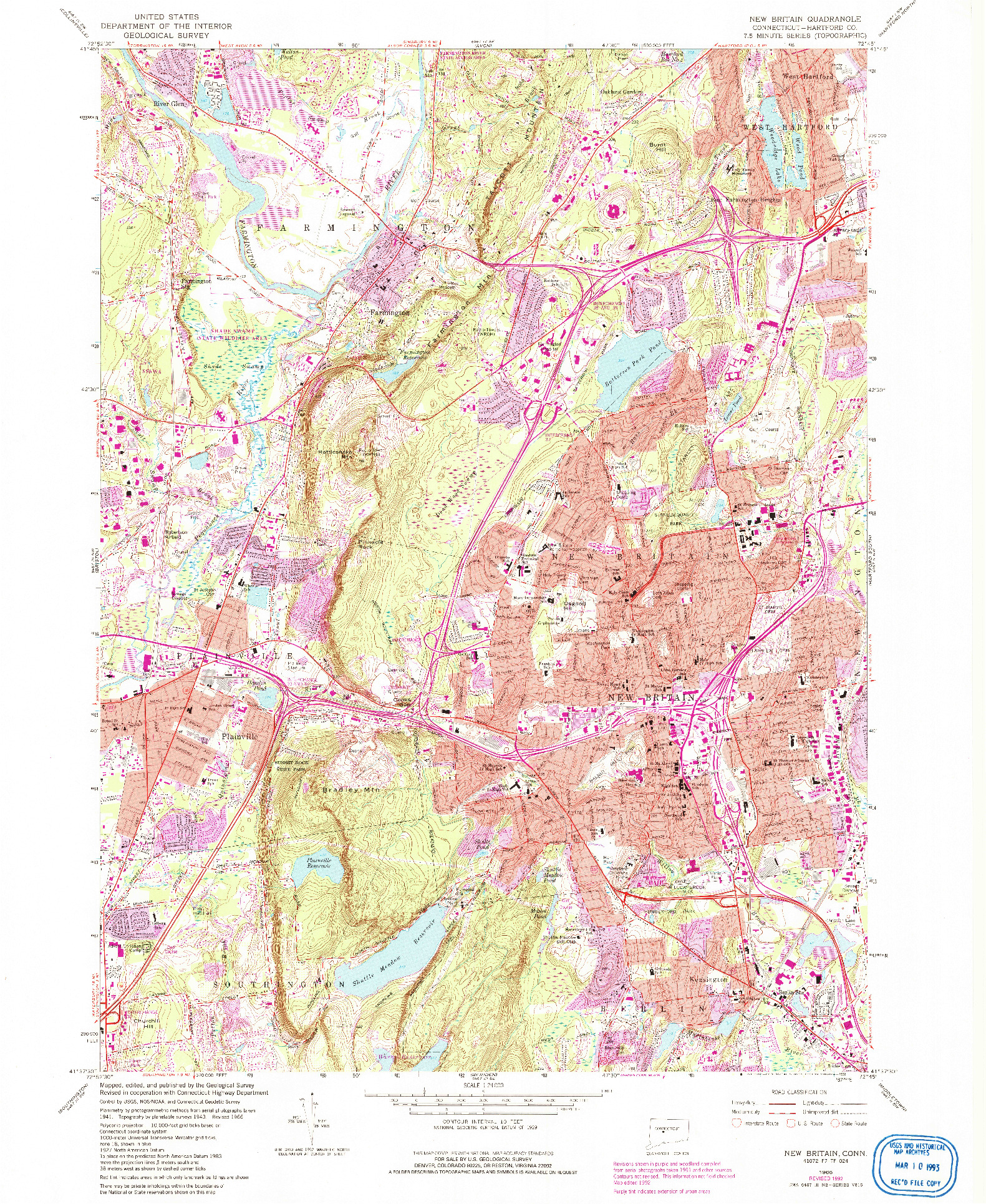 USGS 1:24000-SCALE QUADRANGLE FOR NEW BRITAIN, CT 1966