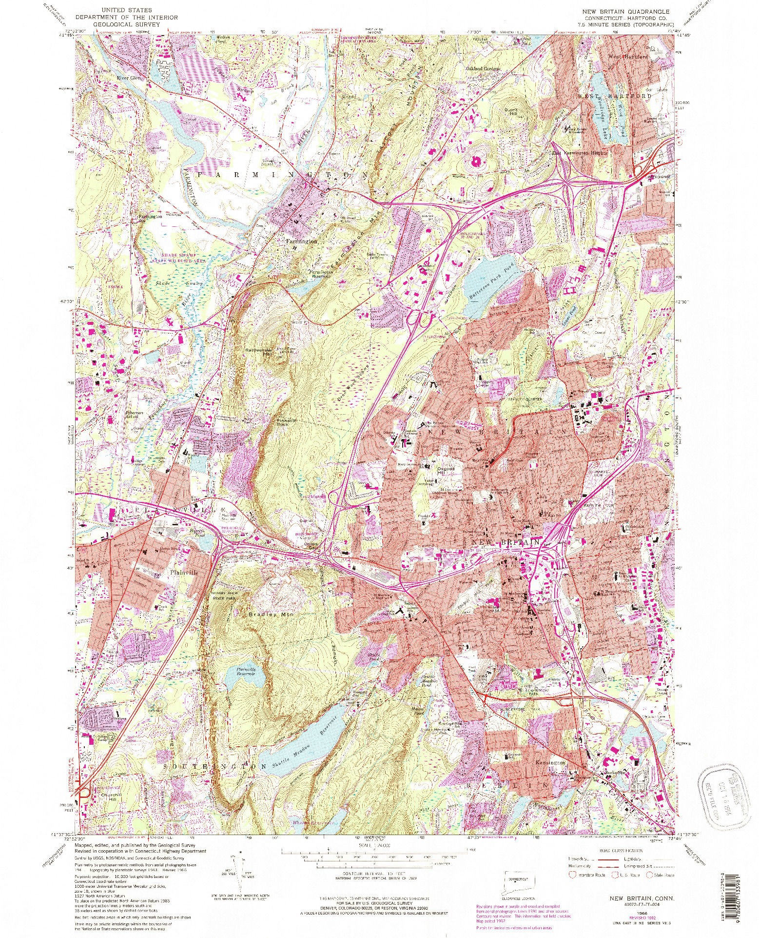 USGS 1:24000-SCALE QUADRANGLE FOR NEW BRITAIN, CT 1966