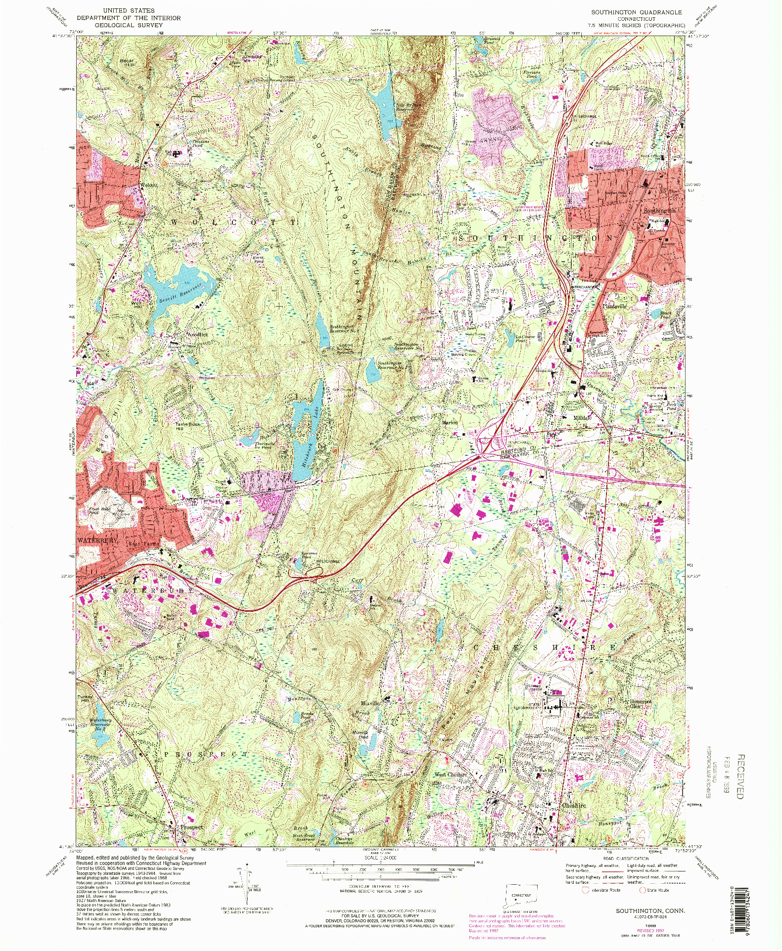 USGS 1:24000-SCALE QUADRANGLE FOR SOUTHINGTON, CT 1968