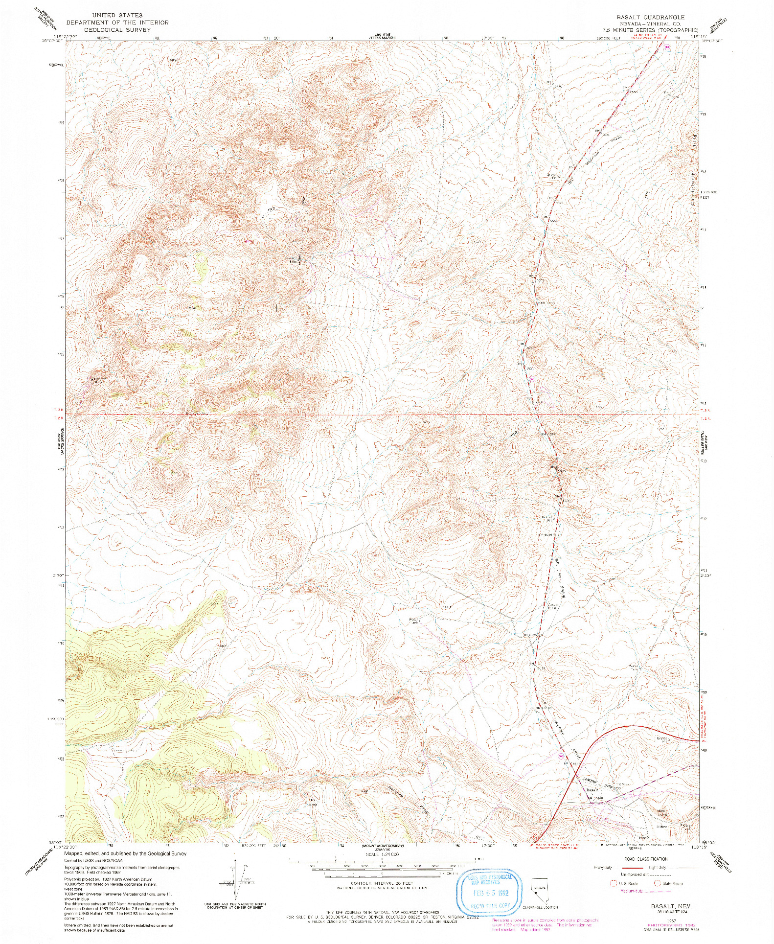 USGS 1:24000-SCALE QUADRANGLE FOR BASALT, NV 1967