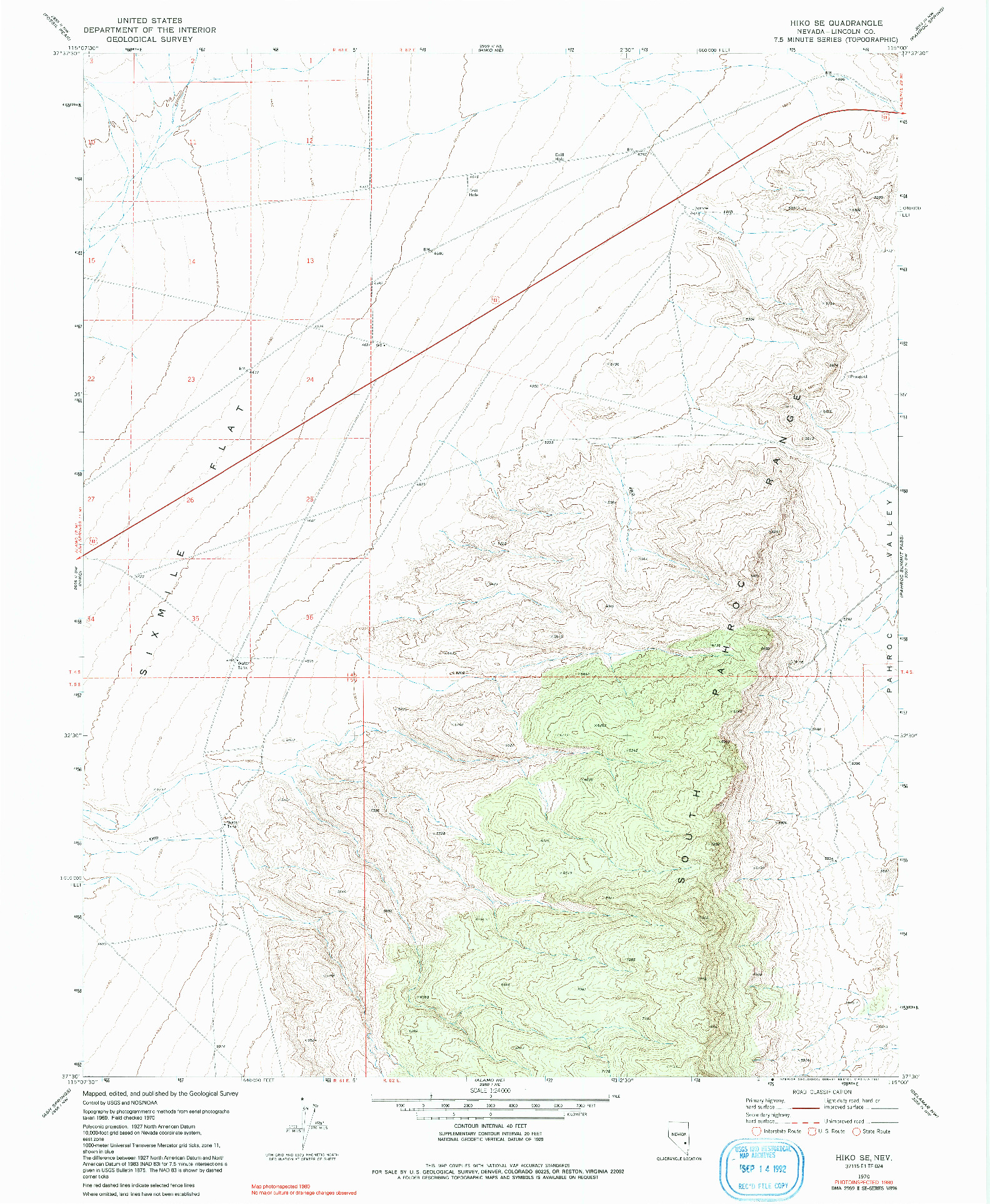 USGS 1:24000-SCALE QUADRANGLE FOR HIKO SE, NV 1970